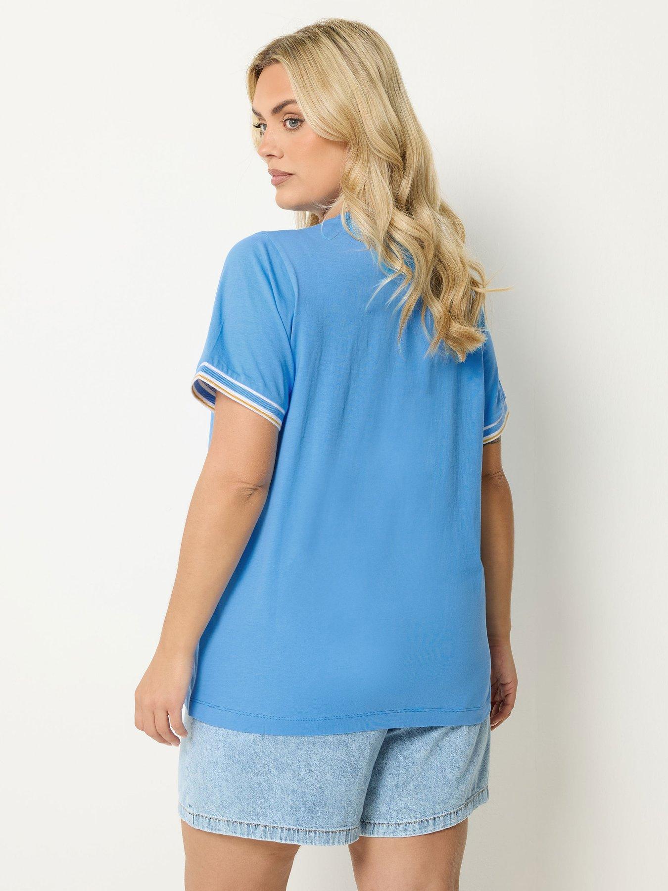 Image 2 of 4 of Yours Curve Regular Crew Neck Tops - Blue