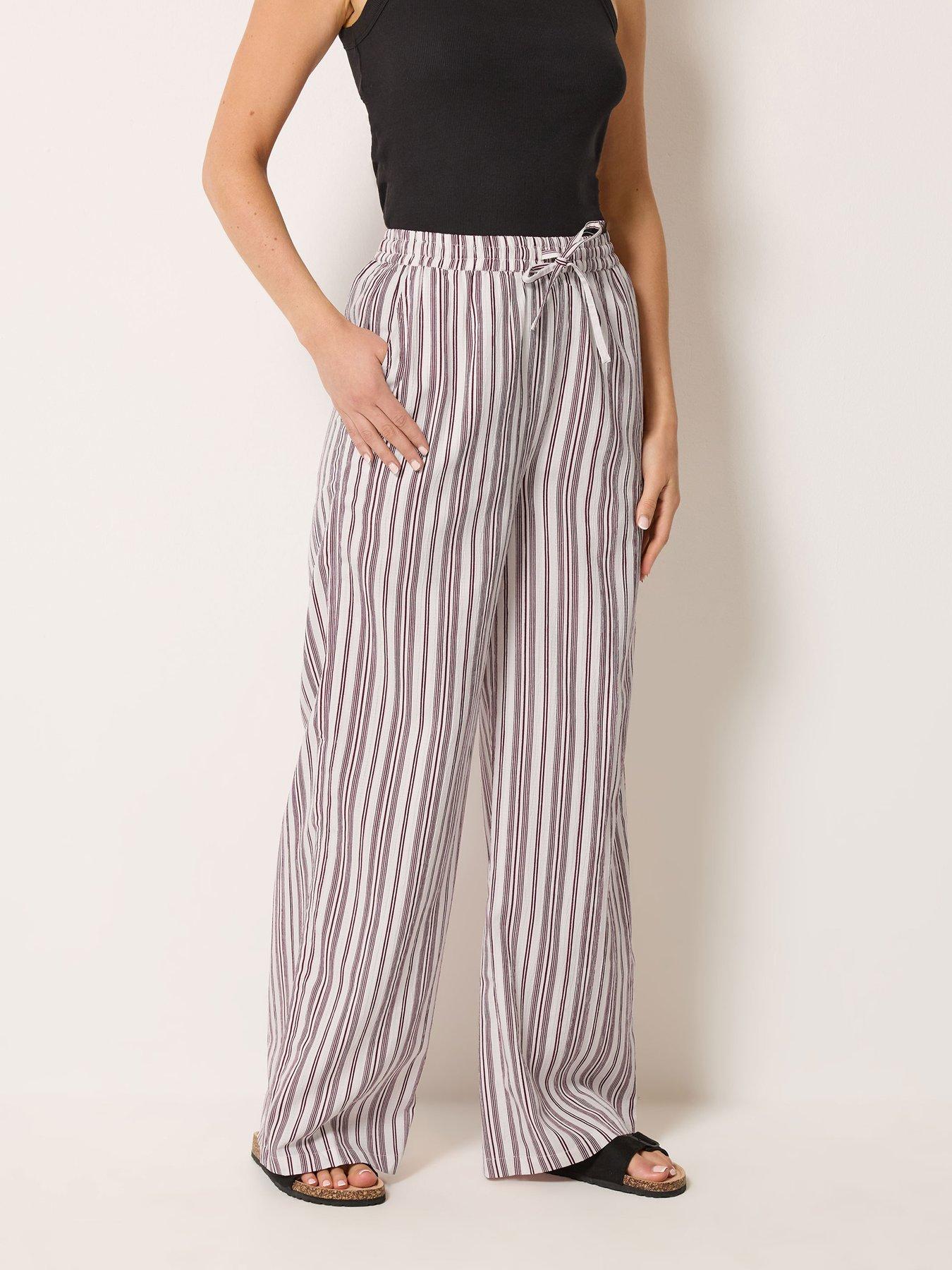Image 1 of 4 of Long Tall Sally Stripe Wide Leg Trouser 36" - White
