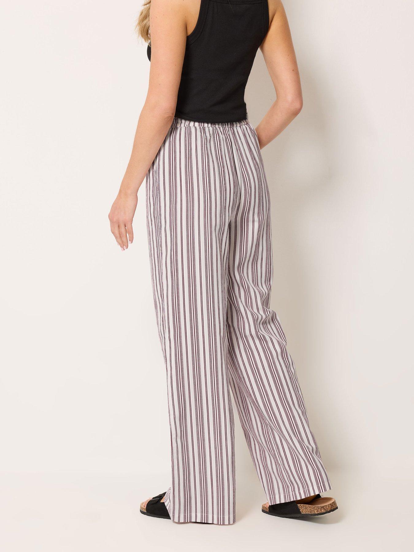 Image 2 of 4 of Long Tall Sally Stripe Wide Leg Trouser 36" - White