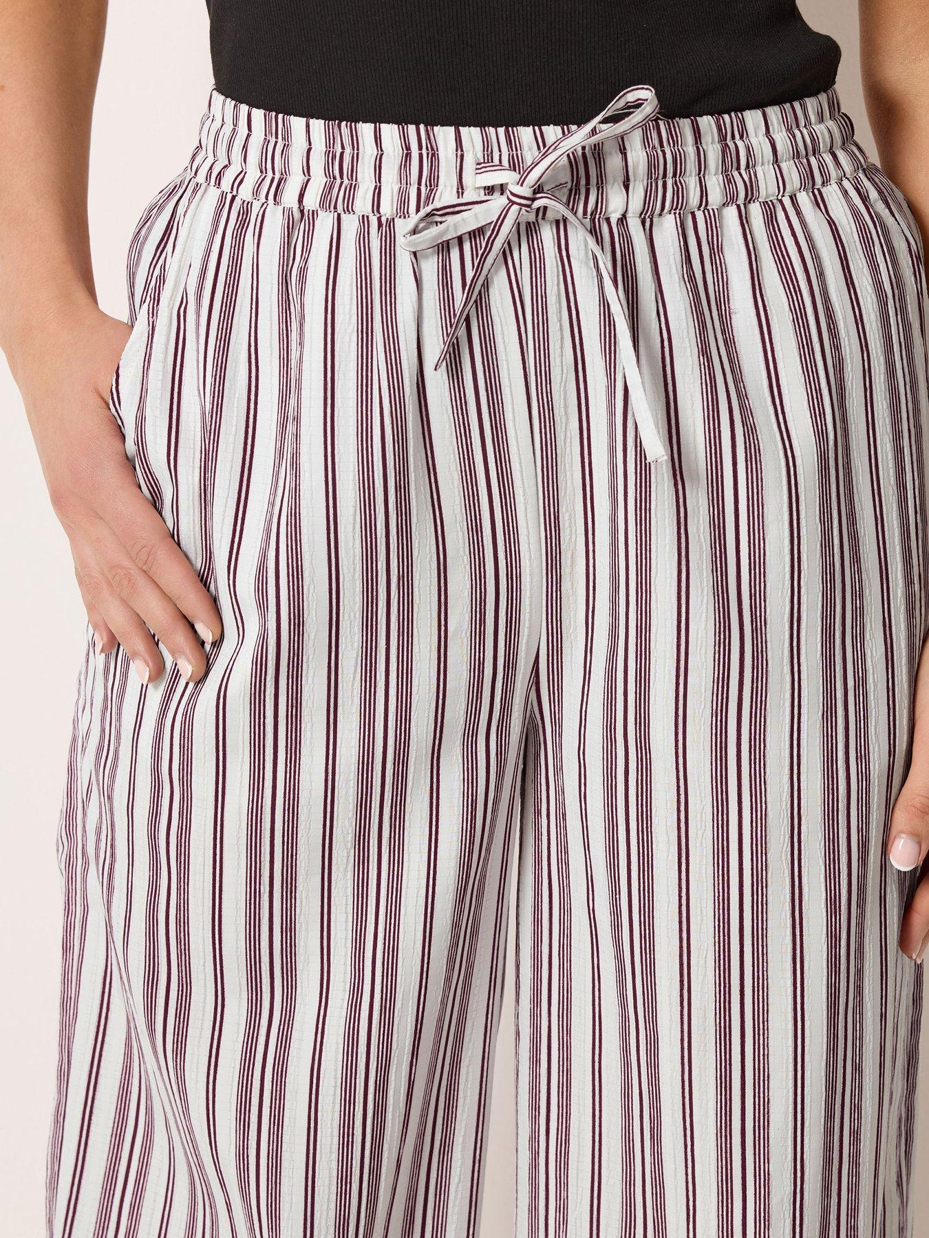 Image 4 of 4 of Long Tall Sally Stripe Wide Leg Trouser 36" - White