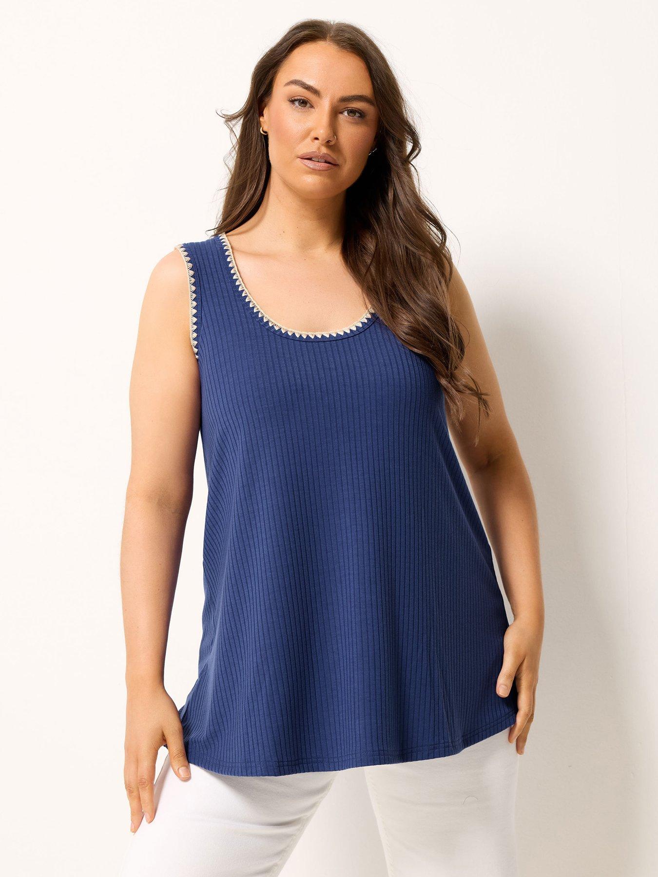 Yours Curve Whipstitch Swing Vest - Blue