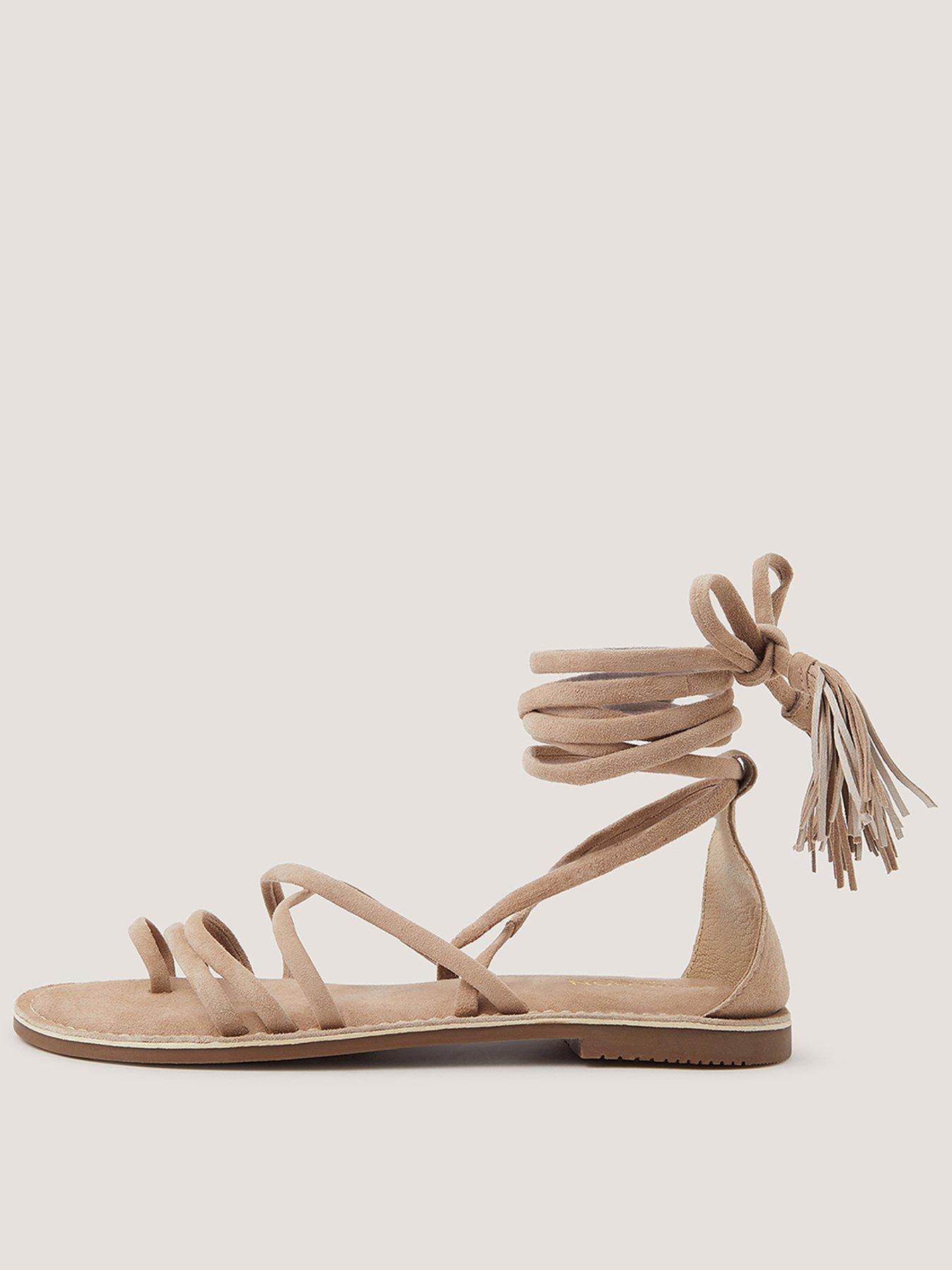 Monsoon Gia Grecian Suede Sandal - Cream