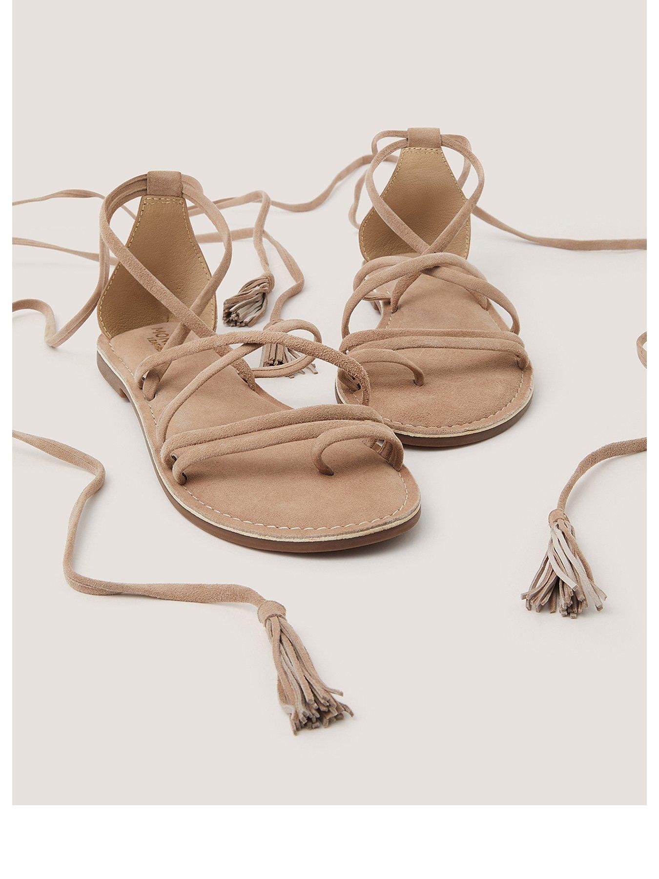 Image 2 of 3 of Monsoon Gia Grecian Suede Sandal - Cream