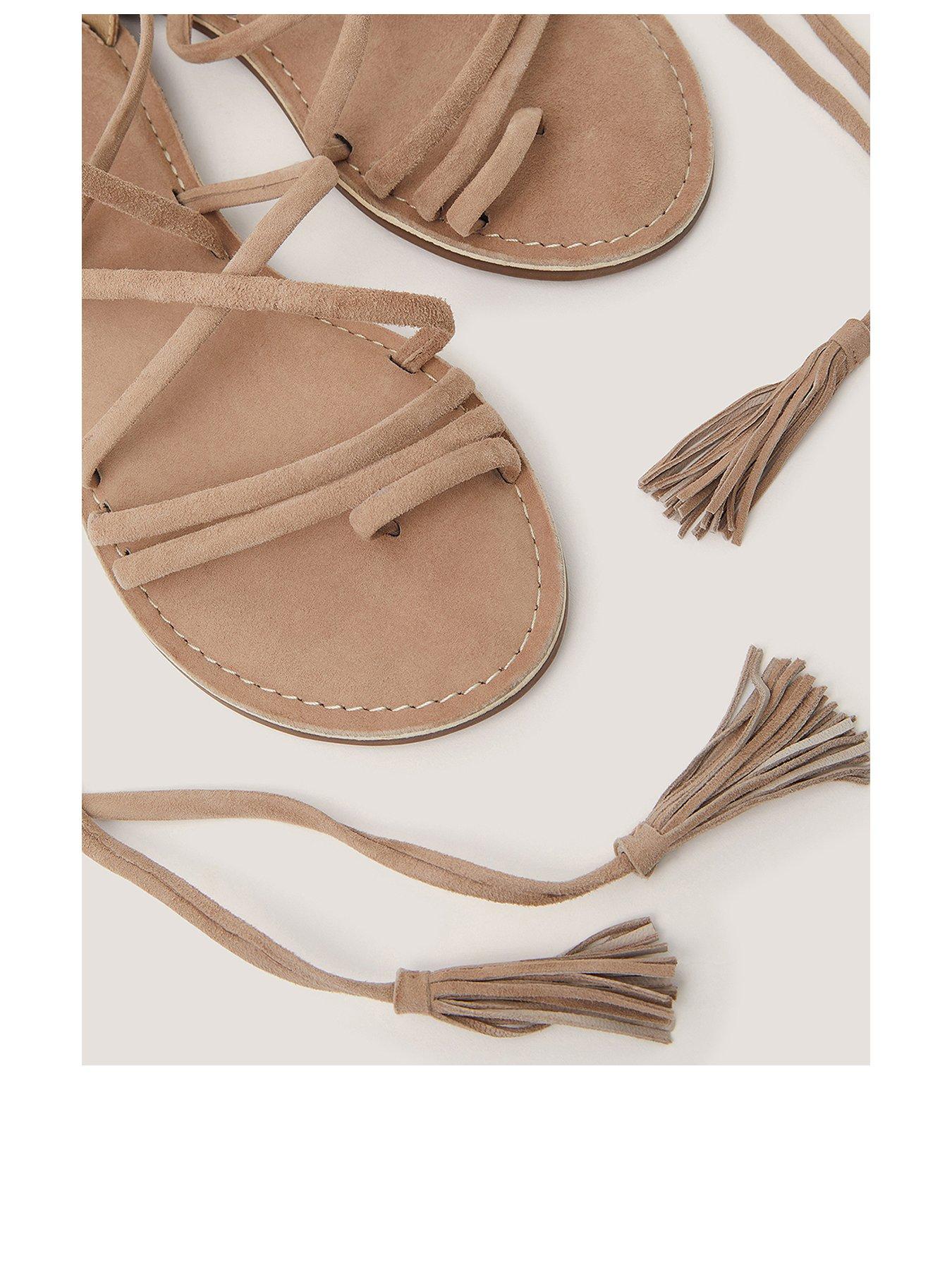 Image 3 of 3 of Monsoon Gia Grecian Suede Sandal - Cream