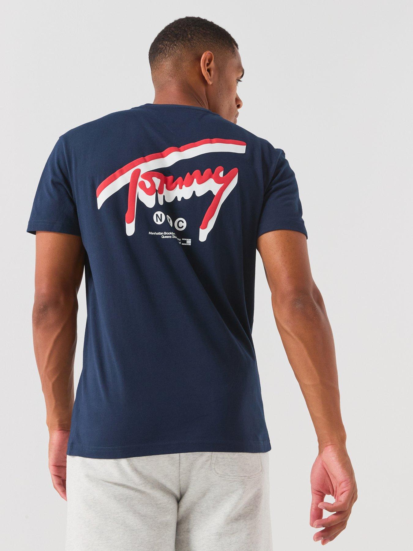 Tommy Jeans Regular Signature Backprint Short Sleeve T-Shirt - Blue