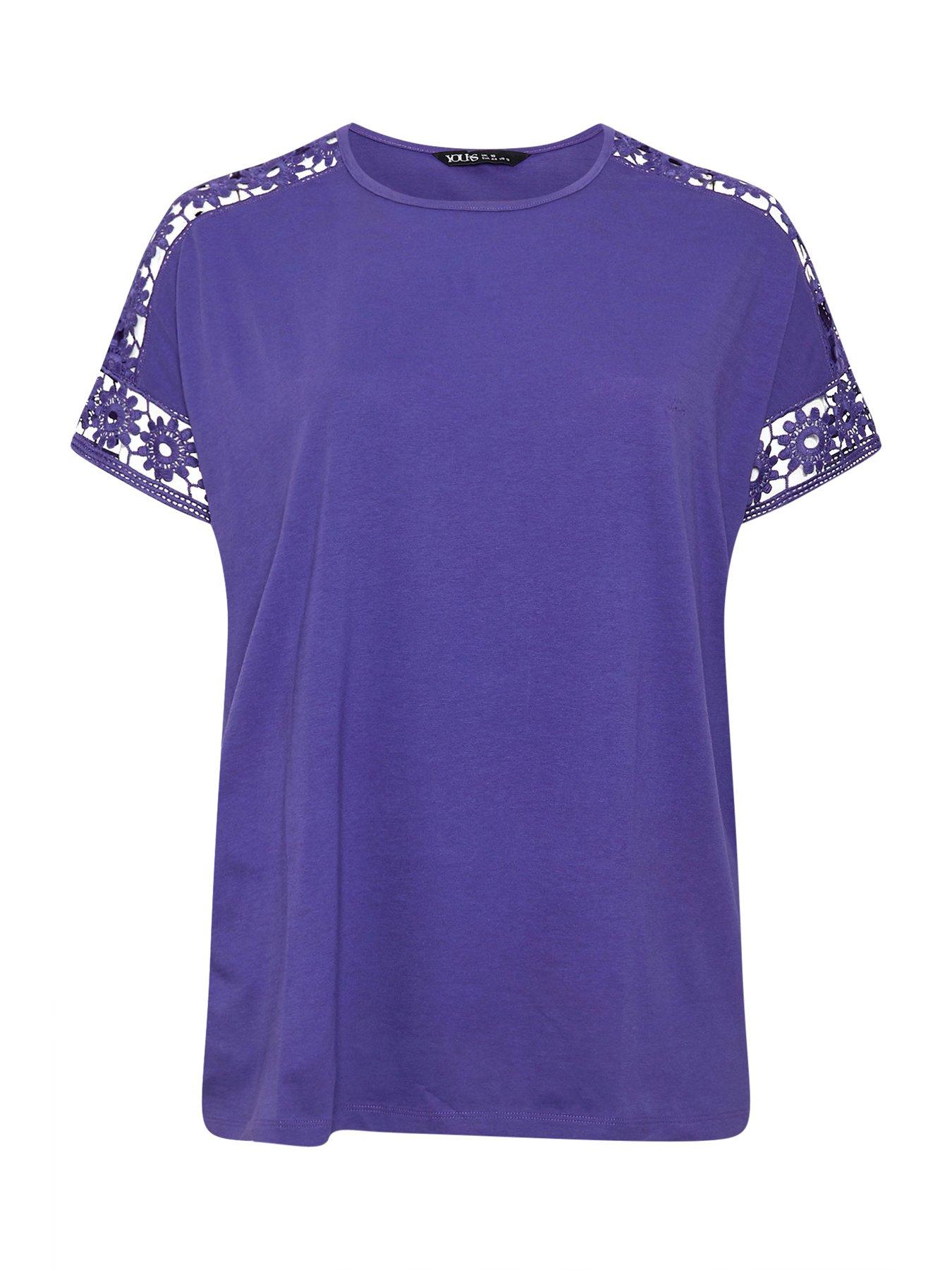 Image 5 of 5 of Yours Curve Boxy Crochet T-Shirt - Purple