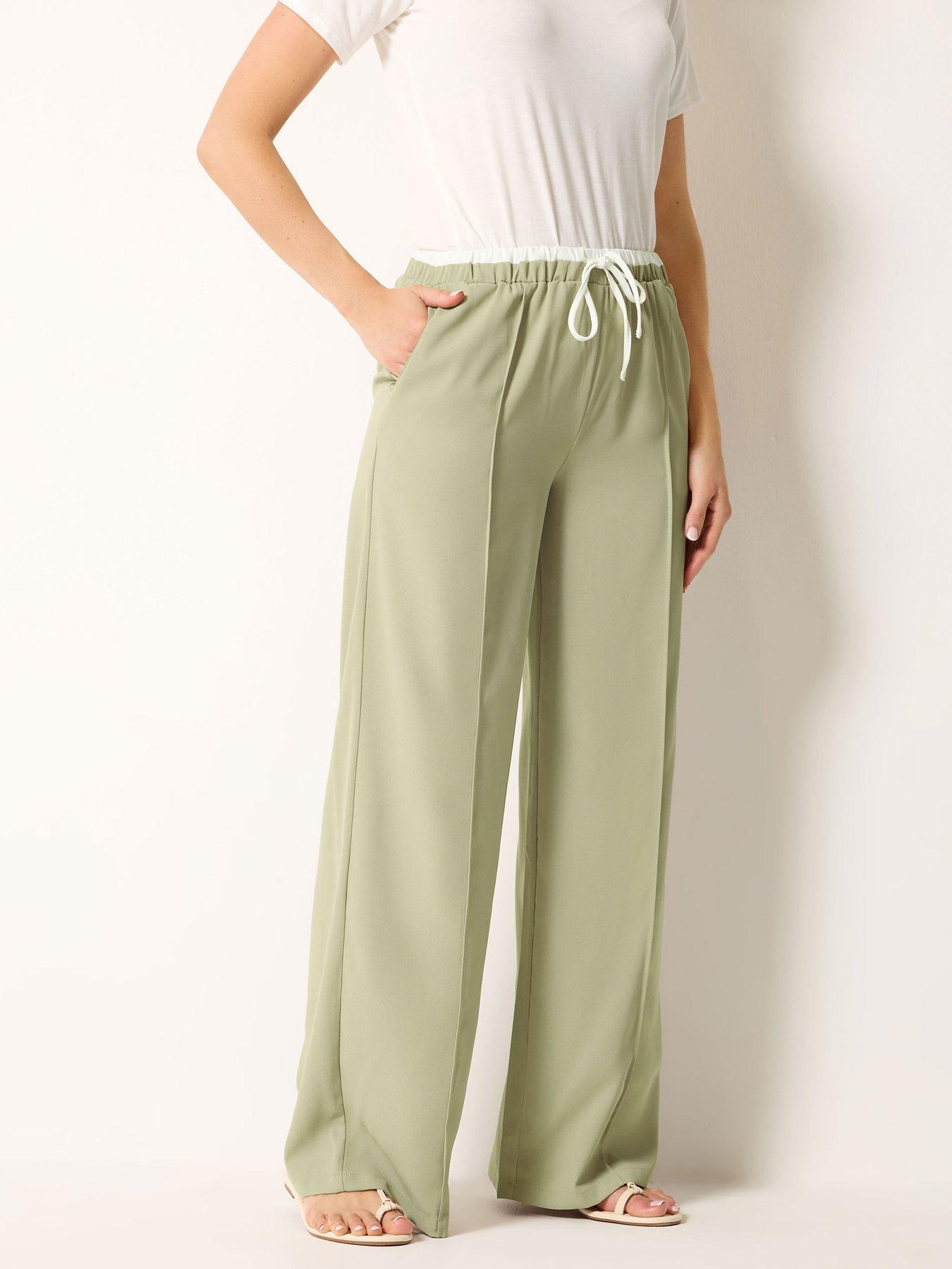Image 1 of 4 of Long Tall Sally Tall Natural Waistband Wide Leg Trousers 34"