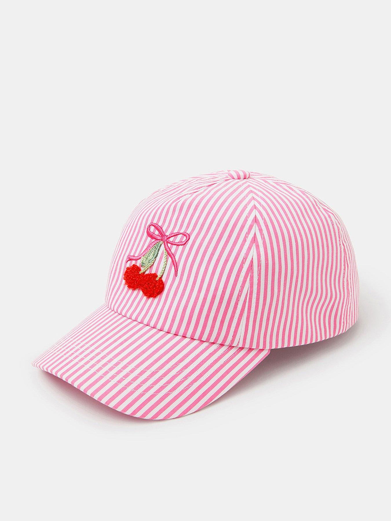 Image 1 of 3 of Accessorize Girls Cherry Stripe Cap - Pink