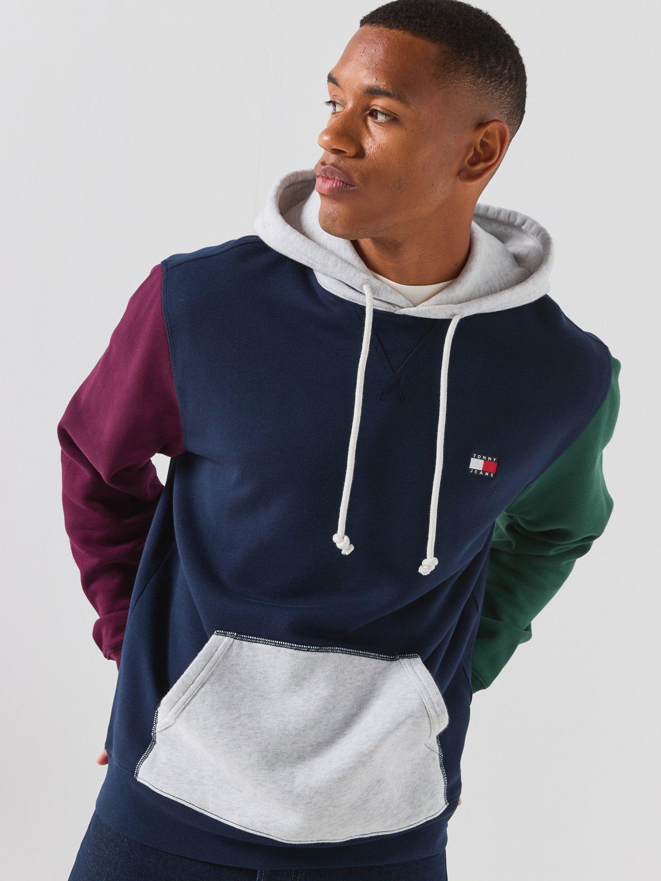 Image 1 of 6 of Tommy Jeans Colour Blocked Fleece Hoodie - Navy
