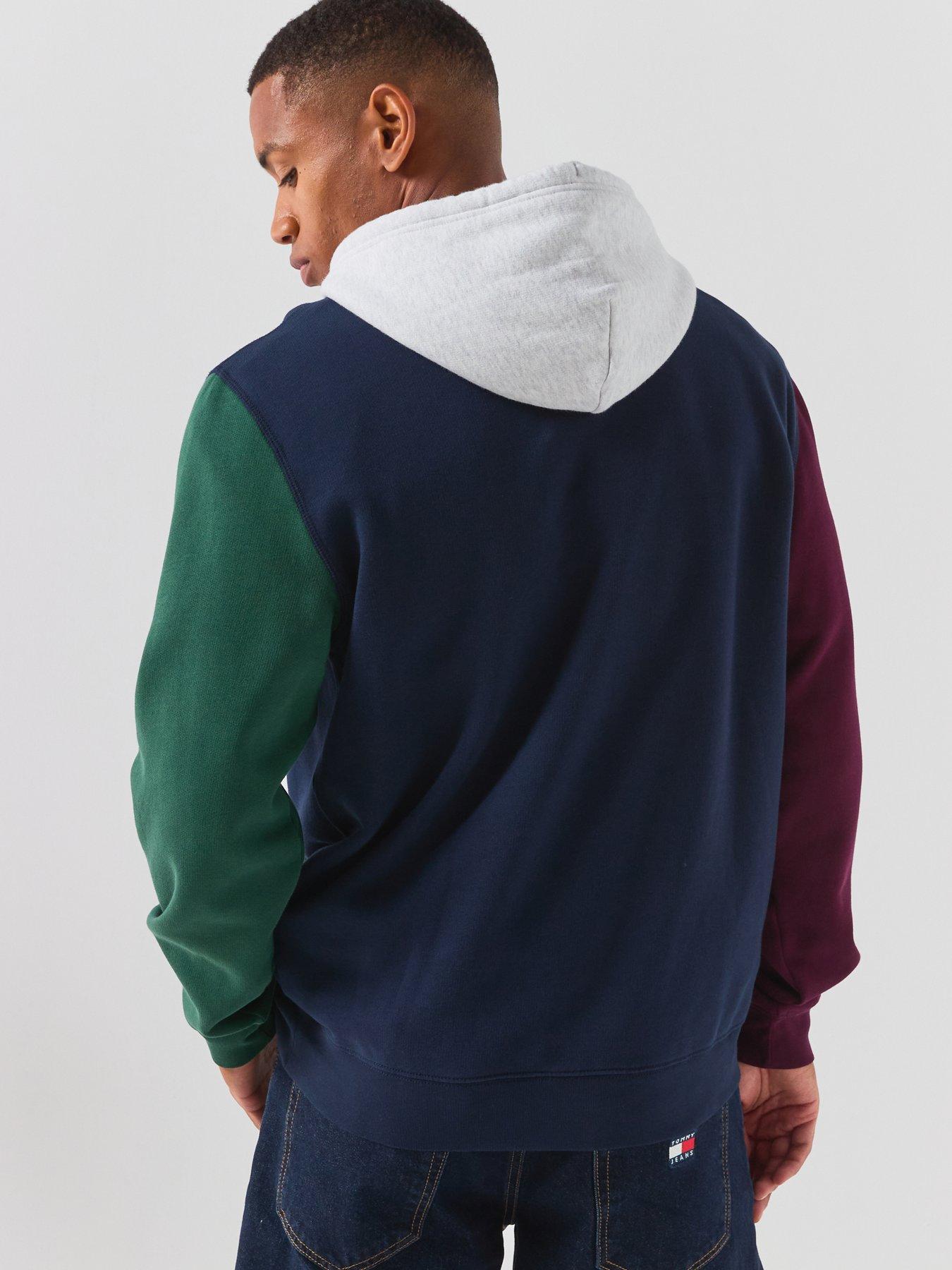 Image 2 of 6 of Tommy Jeans Colour Blocked Fleece Hoodie - Navy