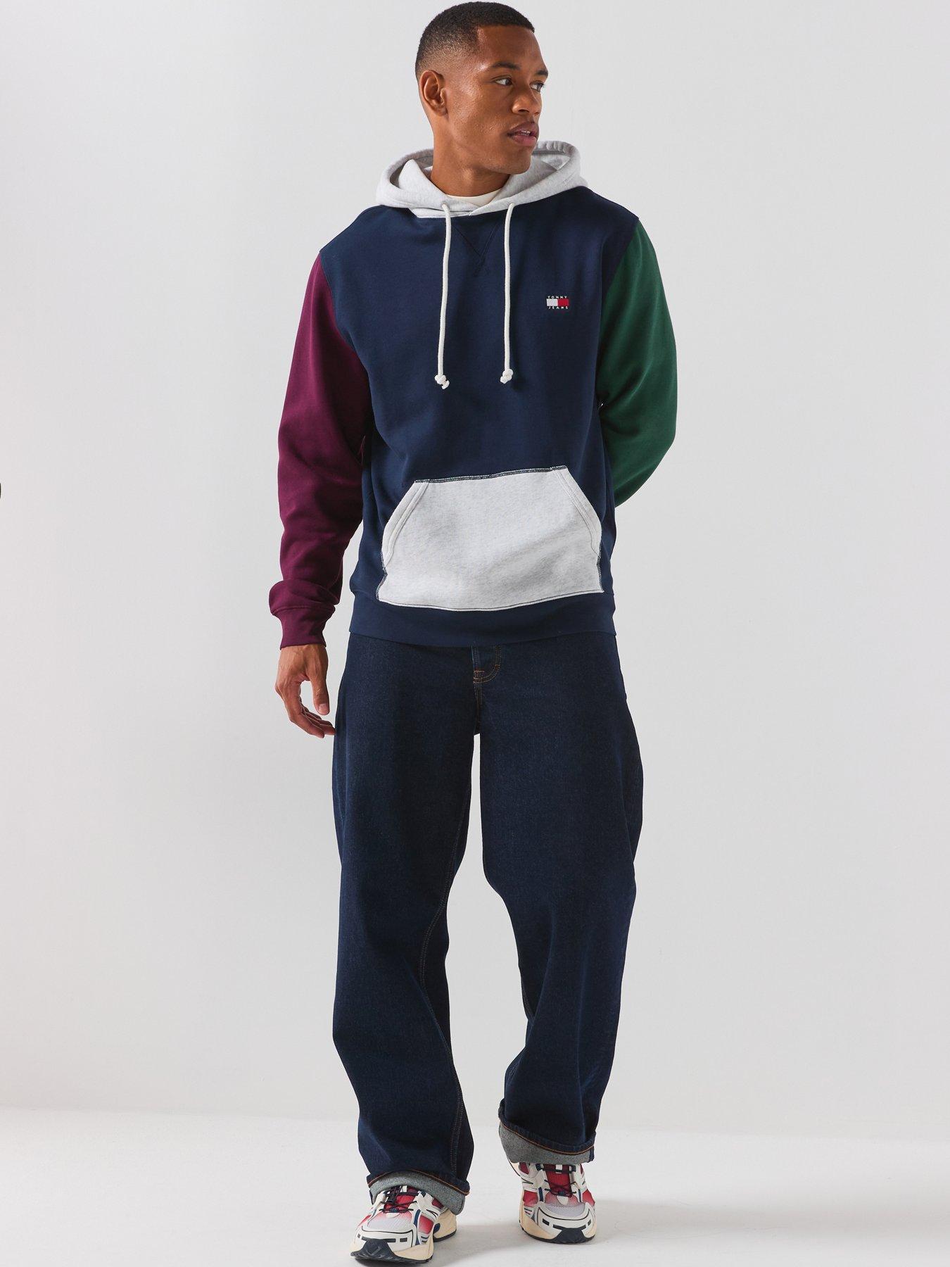 Image 3 of 6 of Tommy Jeans Colour Blocked Fleece Hoodie - Navy