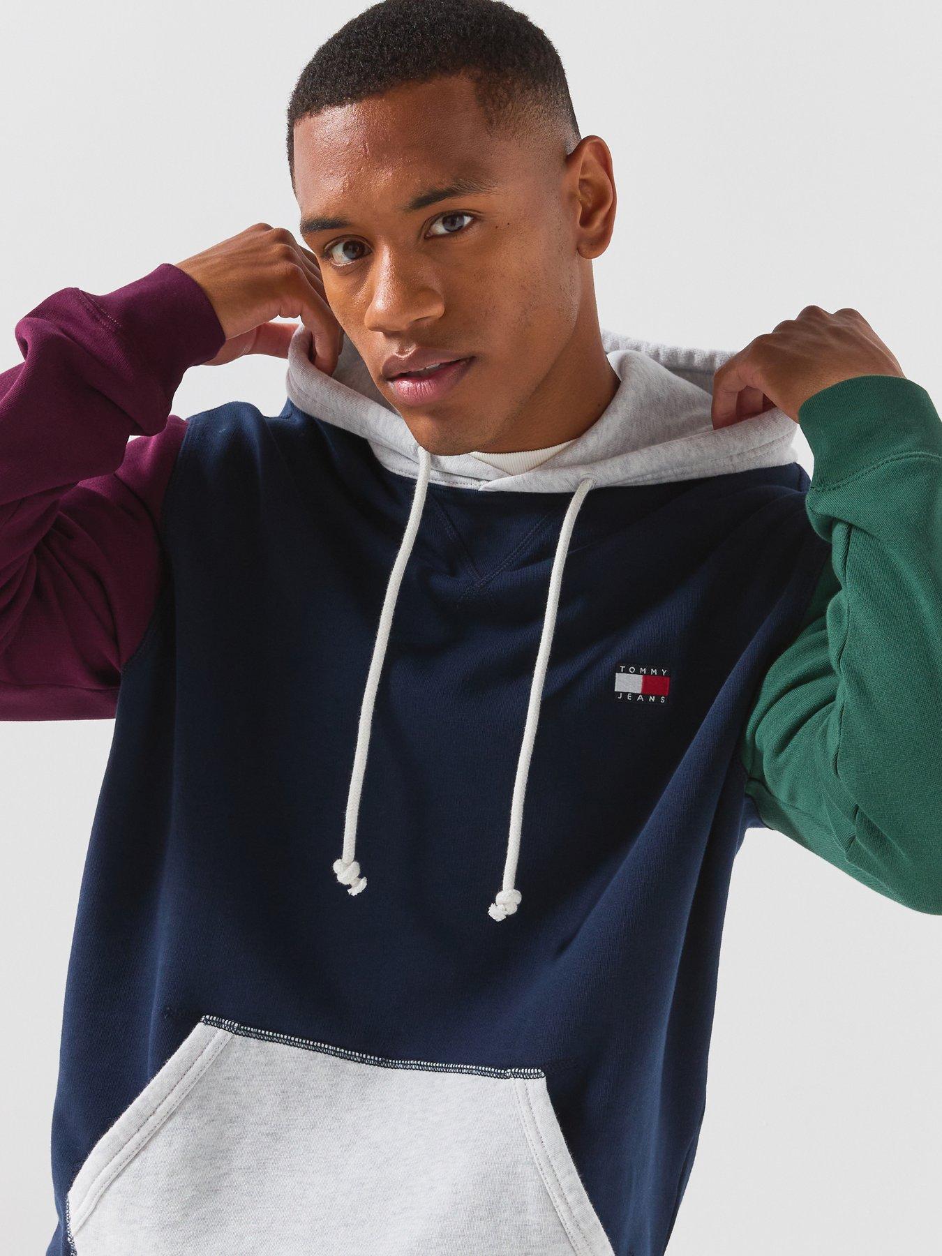 Image 4 of 6 of Tommy Jeans Colour Blocked Fleece Hoodie - Navy