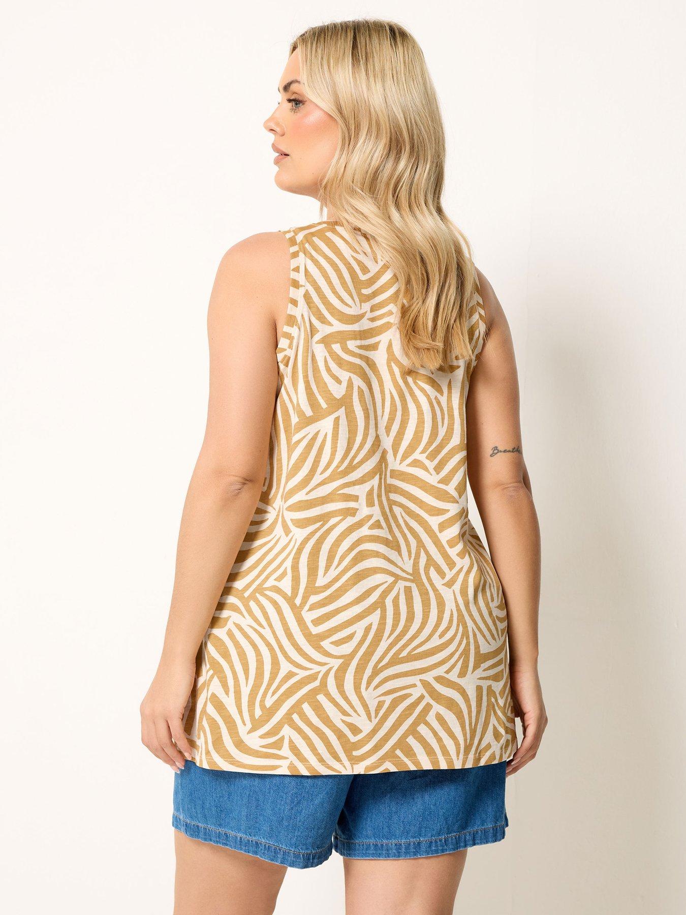 Image 2 of 4 of Yours Curve Zebra Vest Top - Yellow