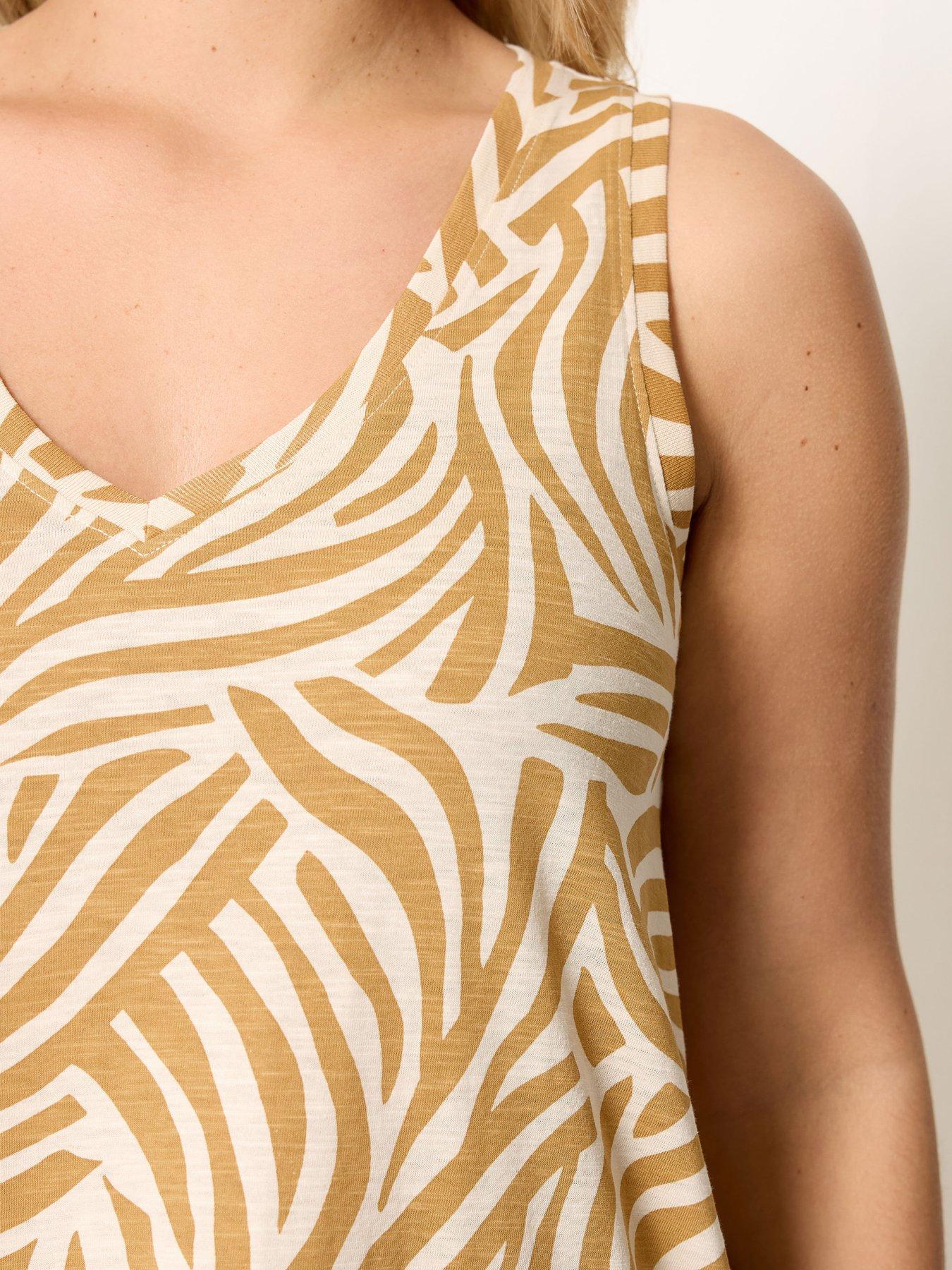 Image 4 of 4 of Yours Curve Zebra Vest Top - Yellow