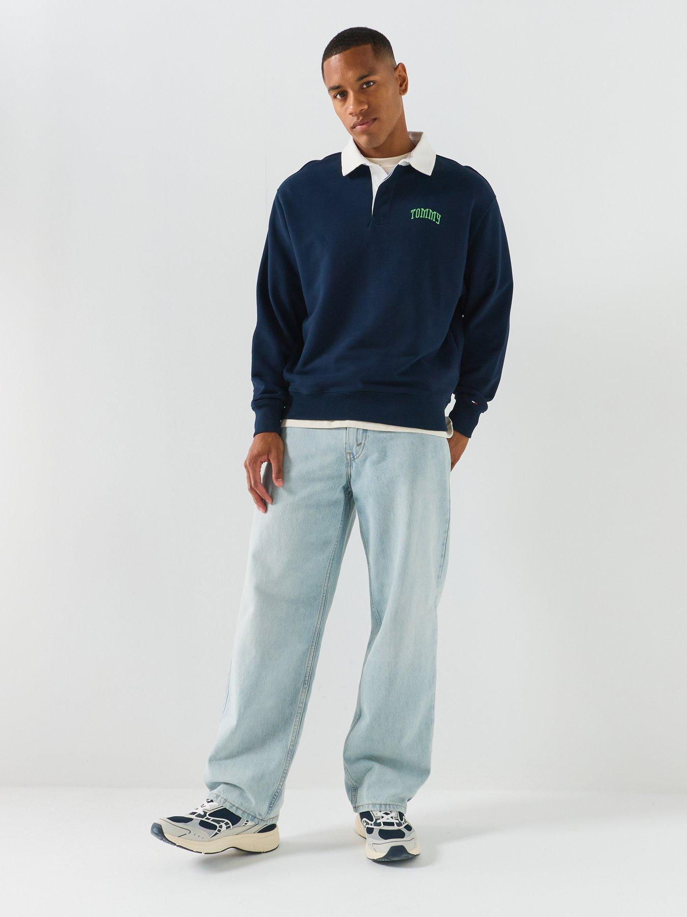 Image 3 of 6 of Tommy Jeans Relaxed Tommy Hilfiger Rugby Shirt - Navy