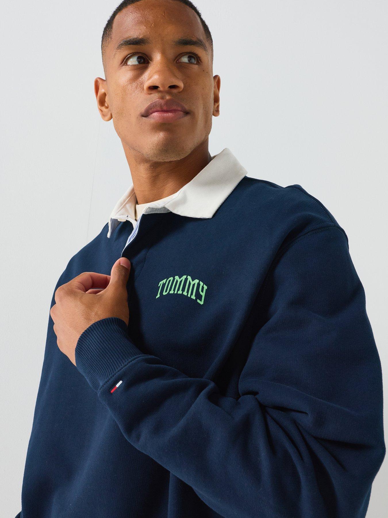 Image 4 of 6 of Tommy Jeans Relaxed Tommy Hilfiger Rugby Shirt - Navy
