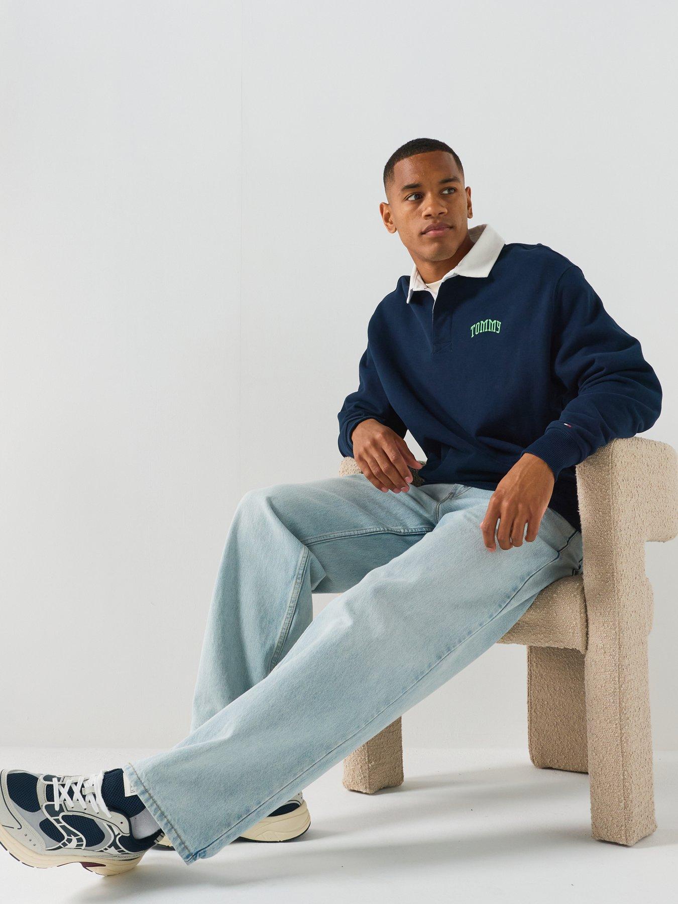 Image 5 of 6 of Tommy Jeans Relaxed Tommy Hilfiger Rugby Shirt - Navy