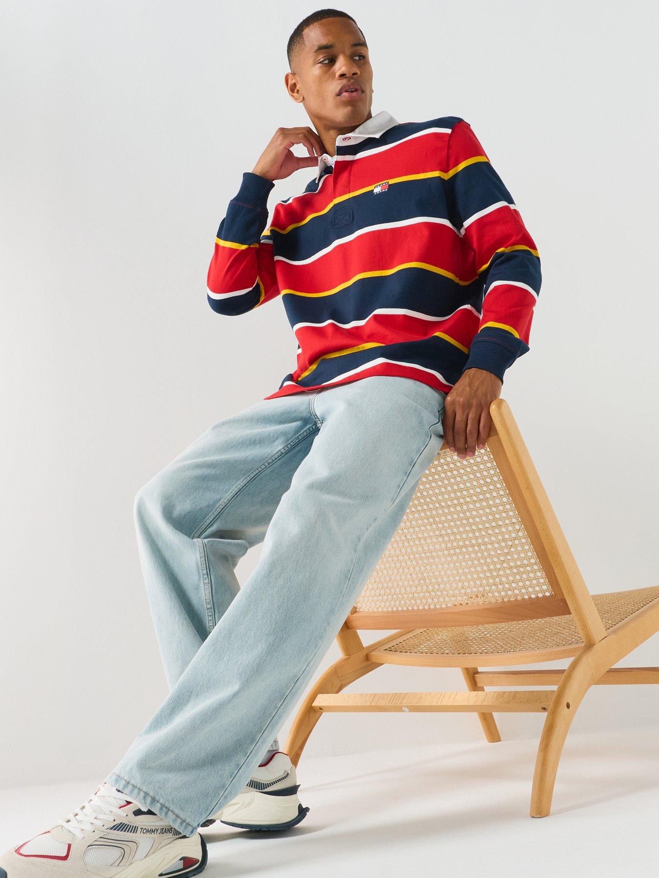 Tommy Jeans Badge Stripe Relaxed Rugby Shirt - Red