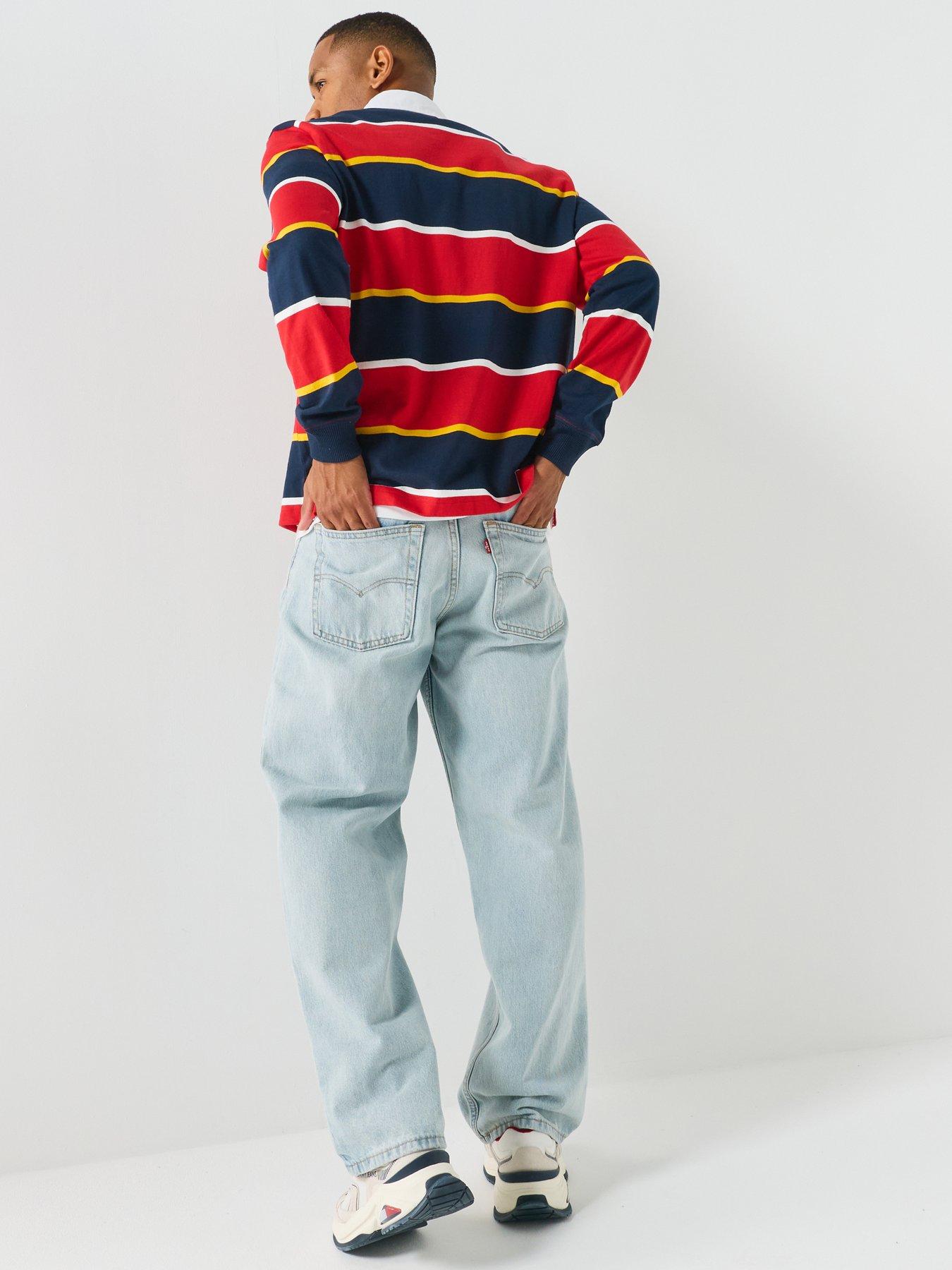 Image 2 of 6 of Tommy Jeans Badge Stripe Relaxed Rugby Shirt - Red