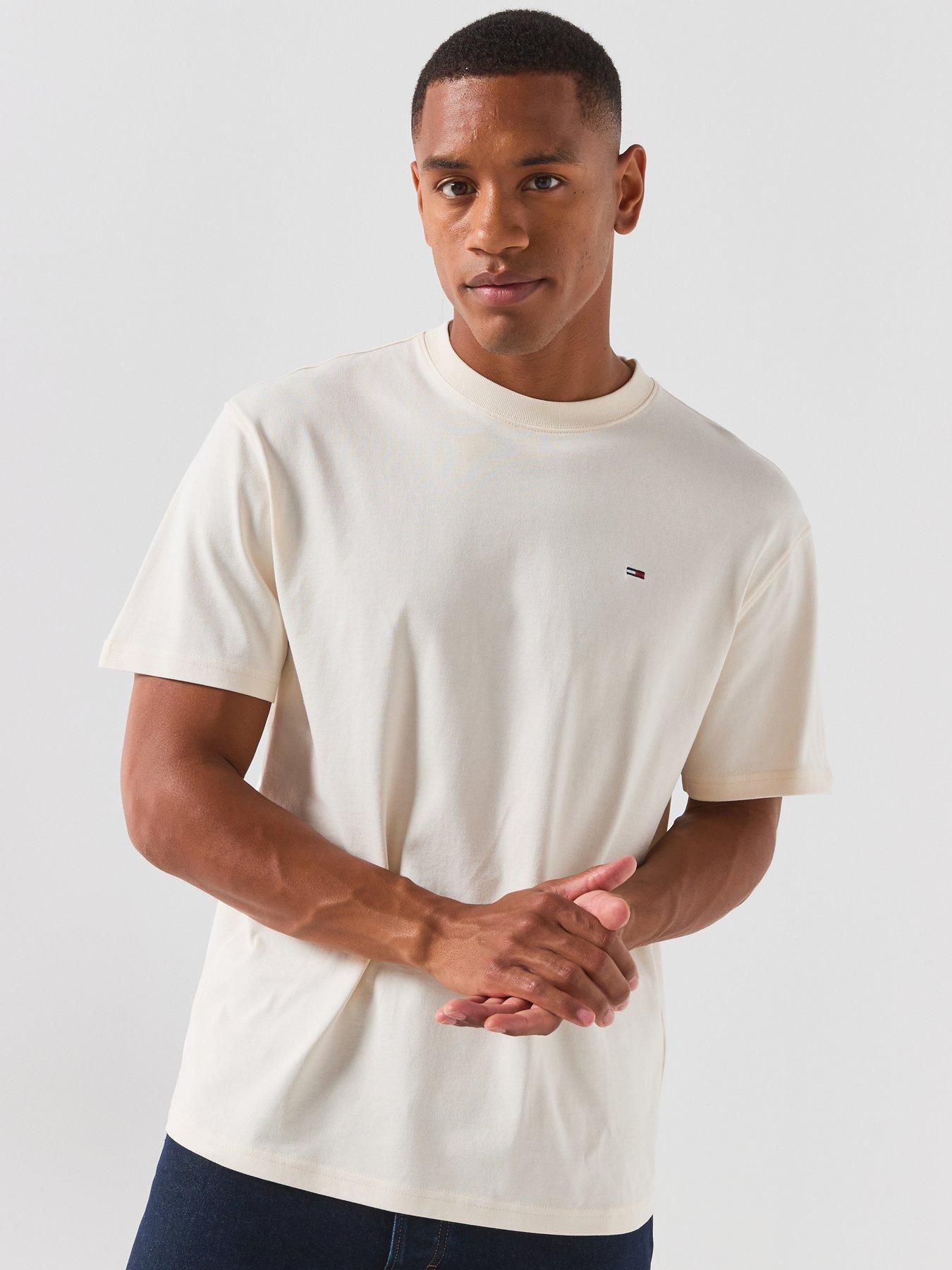 Tommy Jeans Relaxed Flag Short Sleeve T-Shirt - Beige