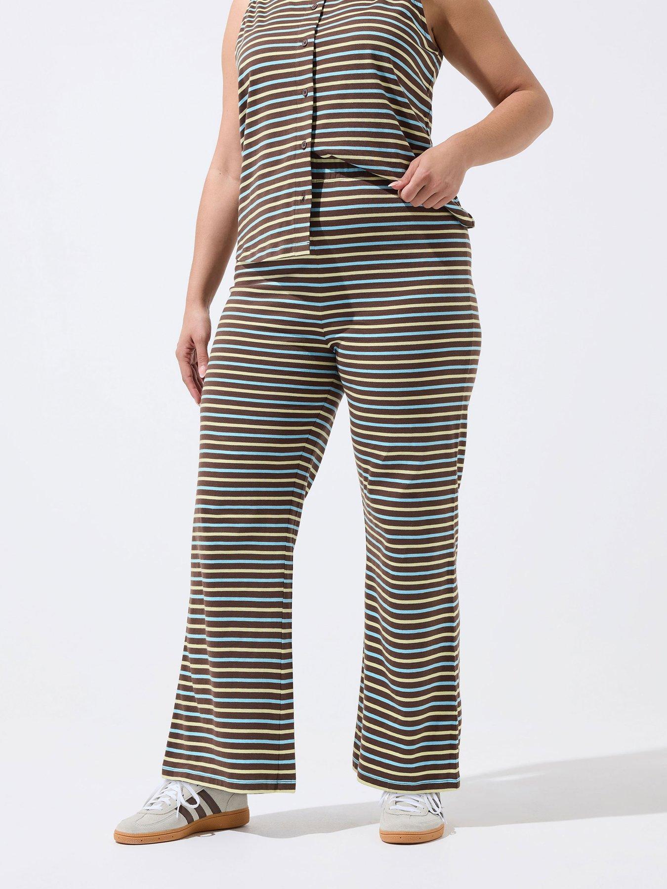 Yours Curve Stripe Trouser Co Ord - Yellow