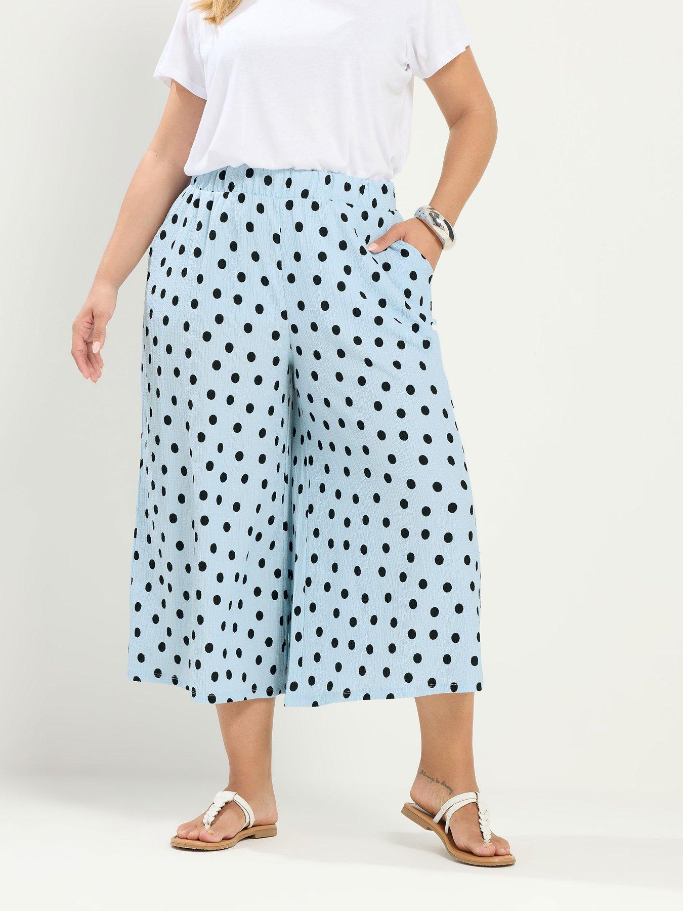 Yours Curve Polka Dot Print Culotte - Blue