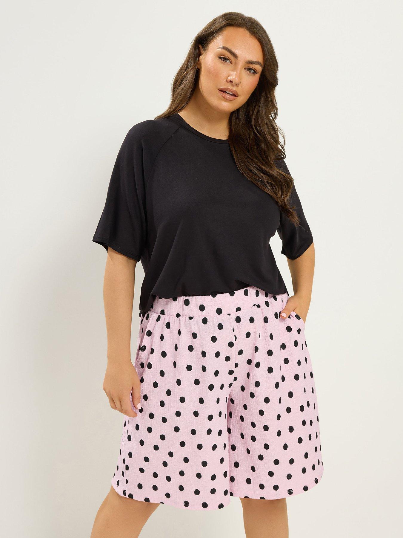 Yours Curve Poly Crinkle Shorts - Pink