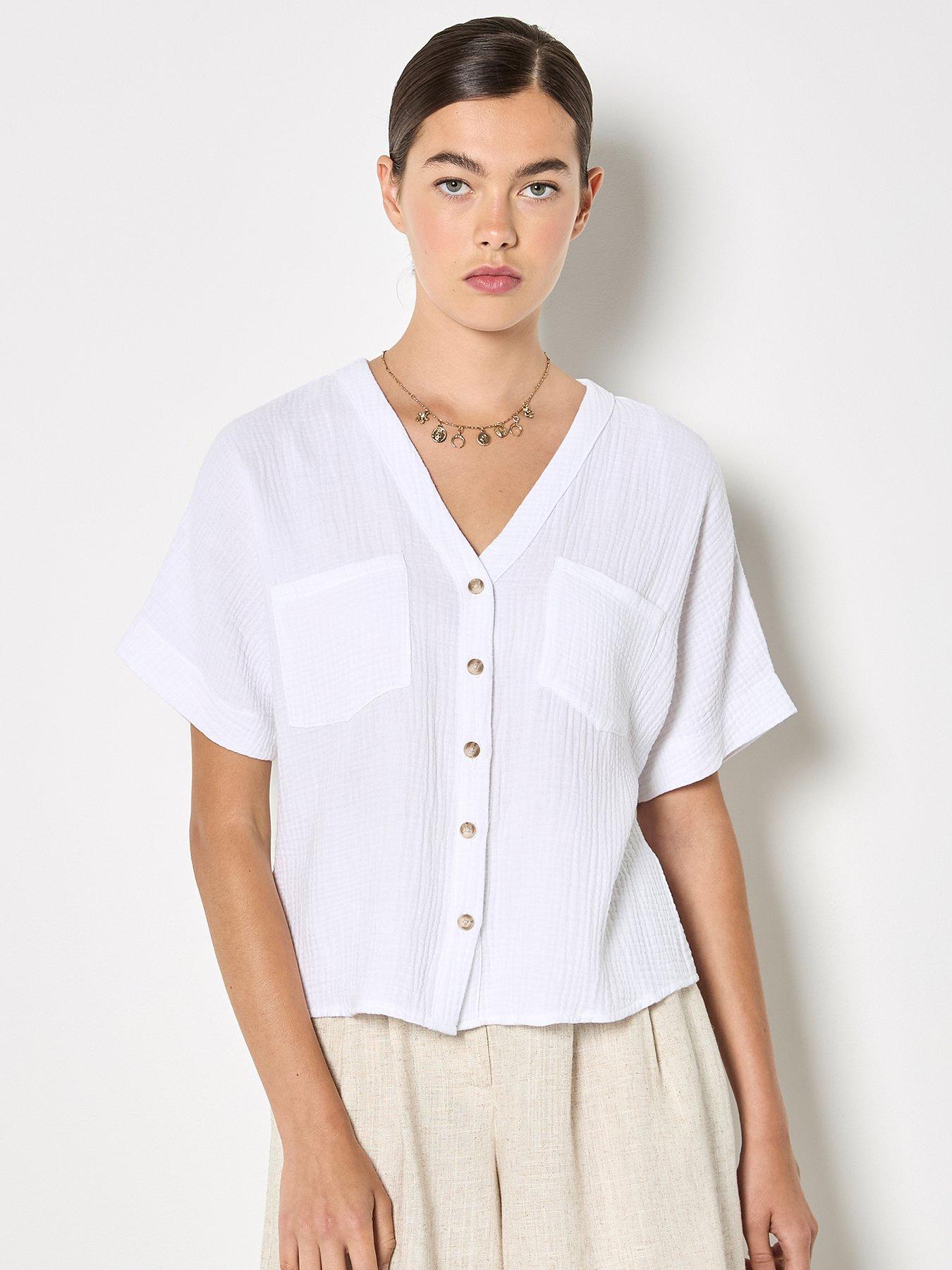 Apricot Double Weave Cotton Collarless Shirt