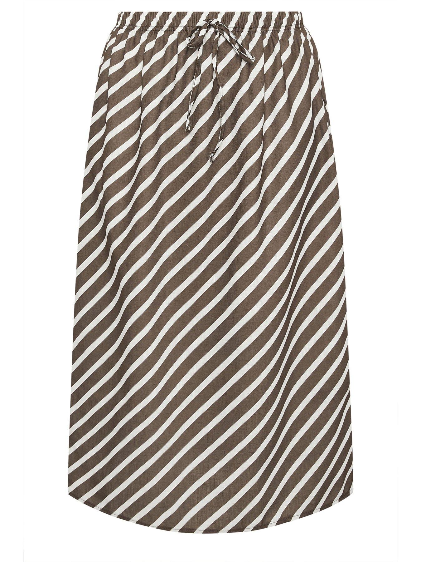Image 5 of 5 of Yours Curve Linen Look Stripe Skirt