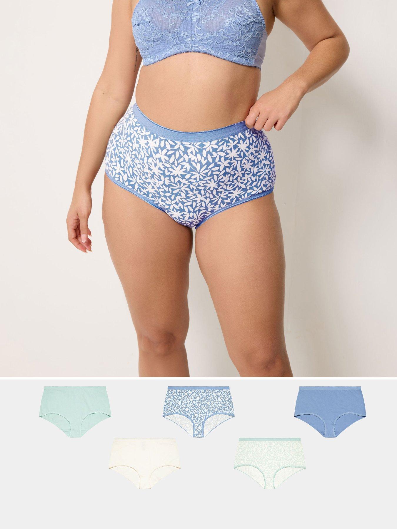 Yours Curve 5 Pack Leaf Print Full Briefs