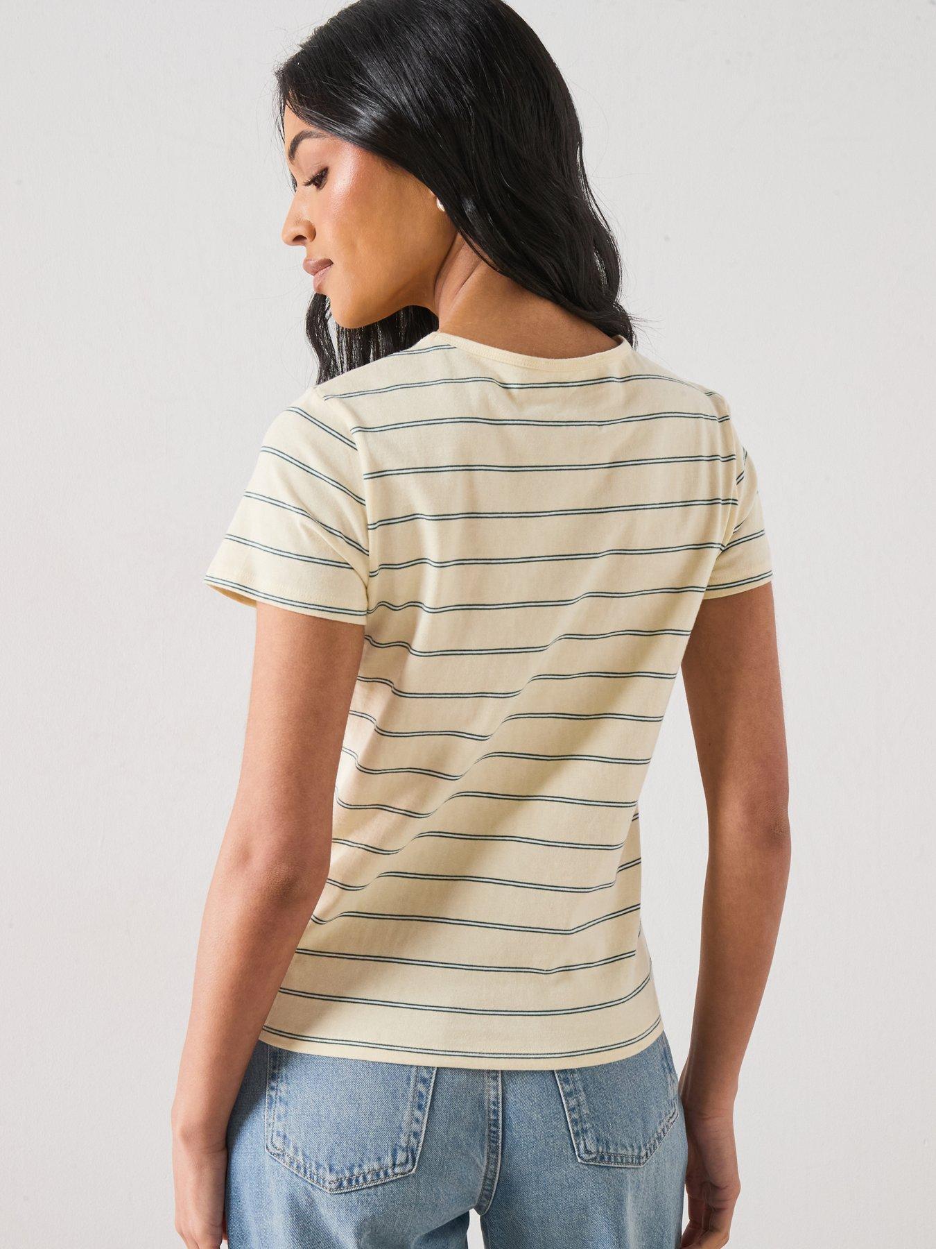 Image 2 of 6 of Mango Striped Cotton T-shirt - Yellow