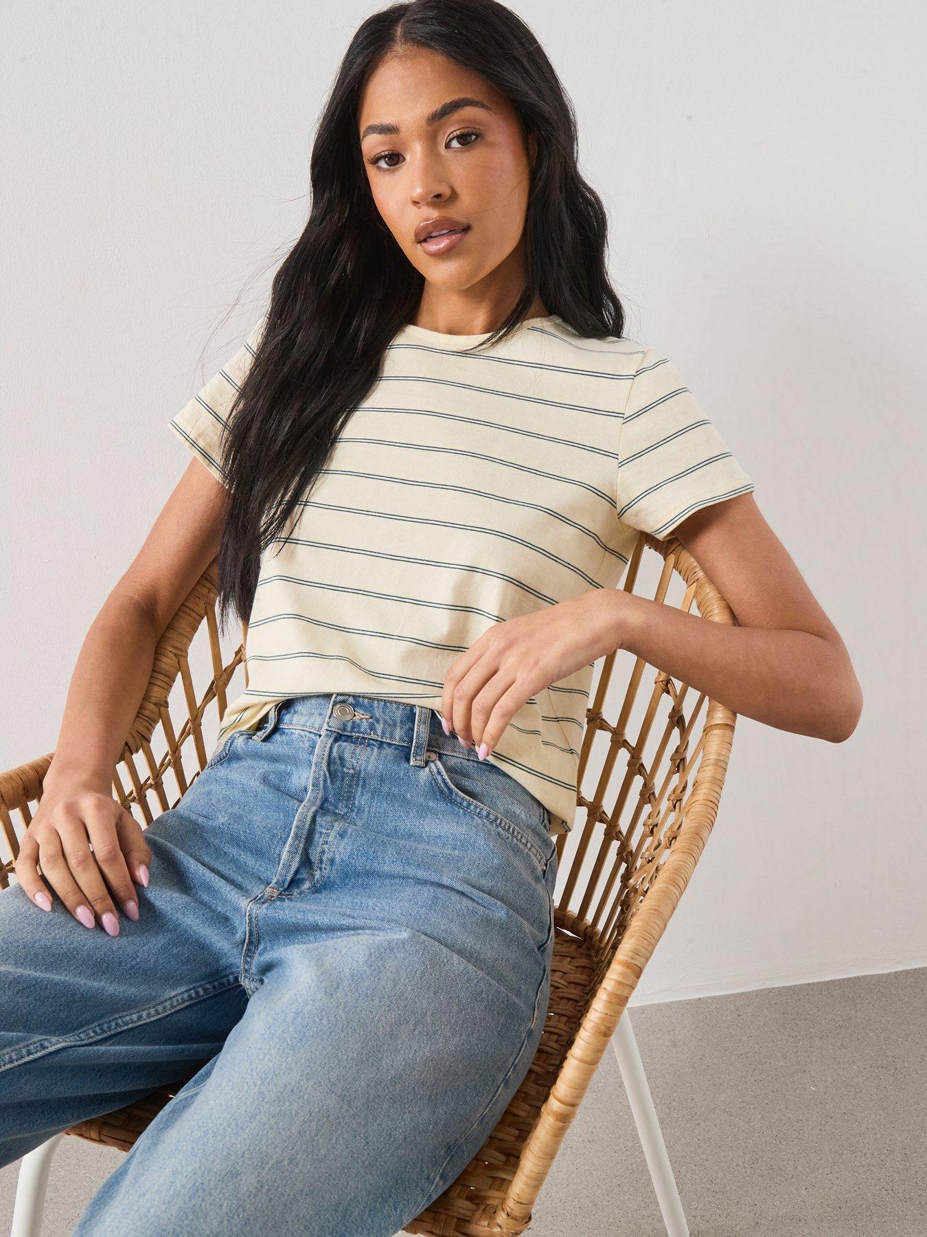 Image 4 of 6 of Mango Striped Cotton T-shirt - Yellow