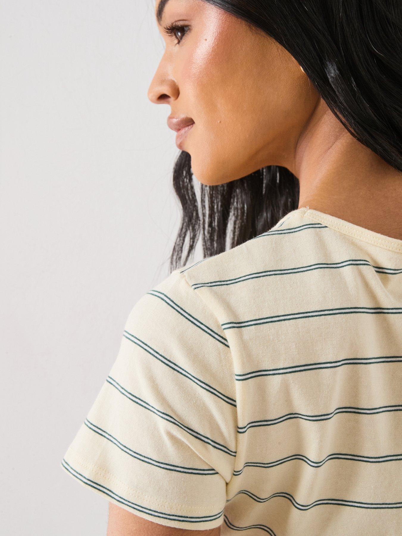 Image 6 of 6 of Mango Striped Cotton T-shirt - Yellow