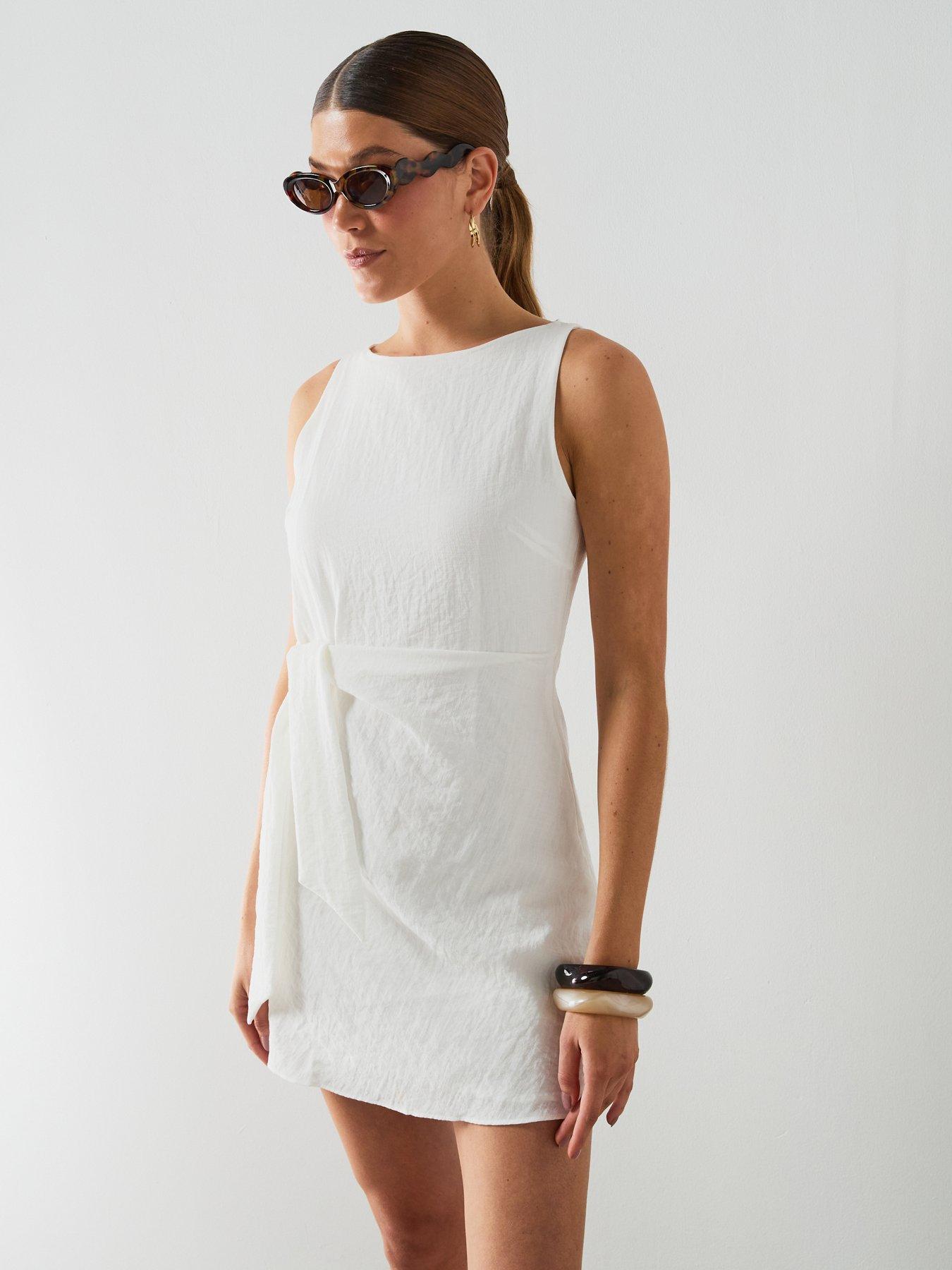 Image 4 of 6 of Mango Bow Short Dress - Ecru