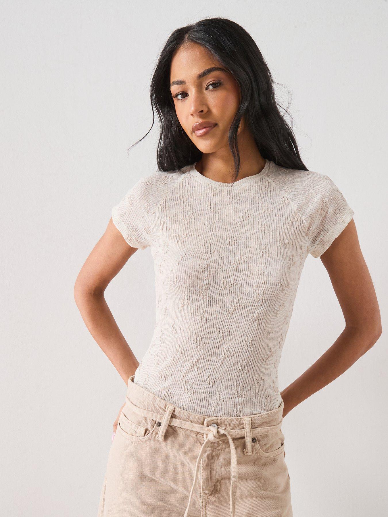 Mango T-shirt With Raised Embroidered Details - Cream
