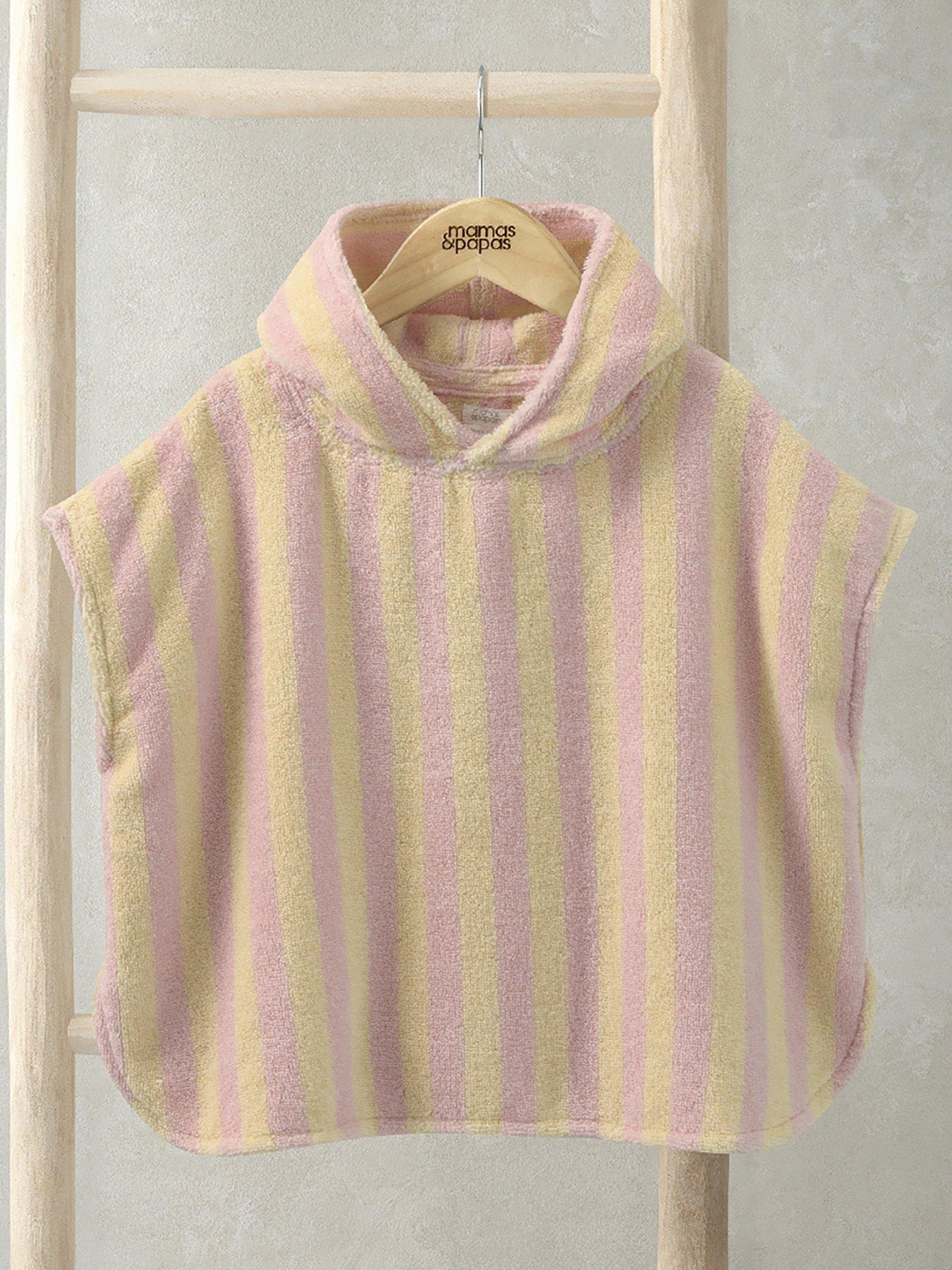 Mamas & Papas Baby Girls Stripe Towelling Poncho - Pink