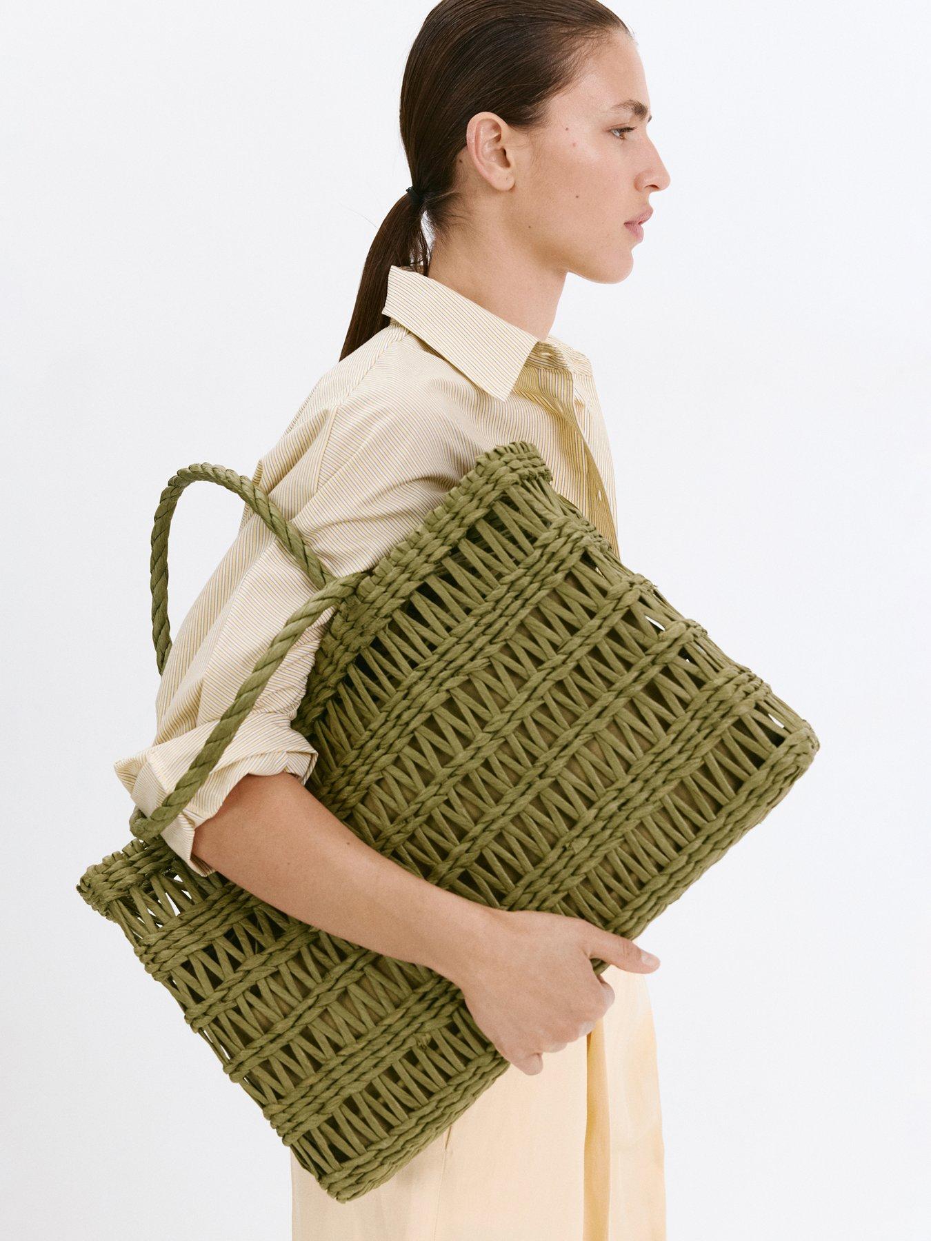 Mango Natural Fibre Tote Bag - Khaki