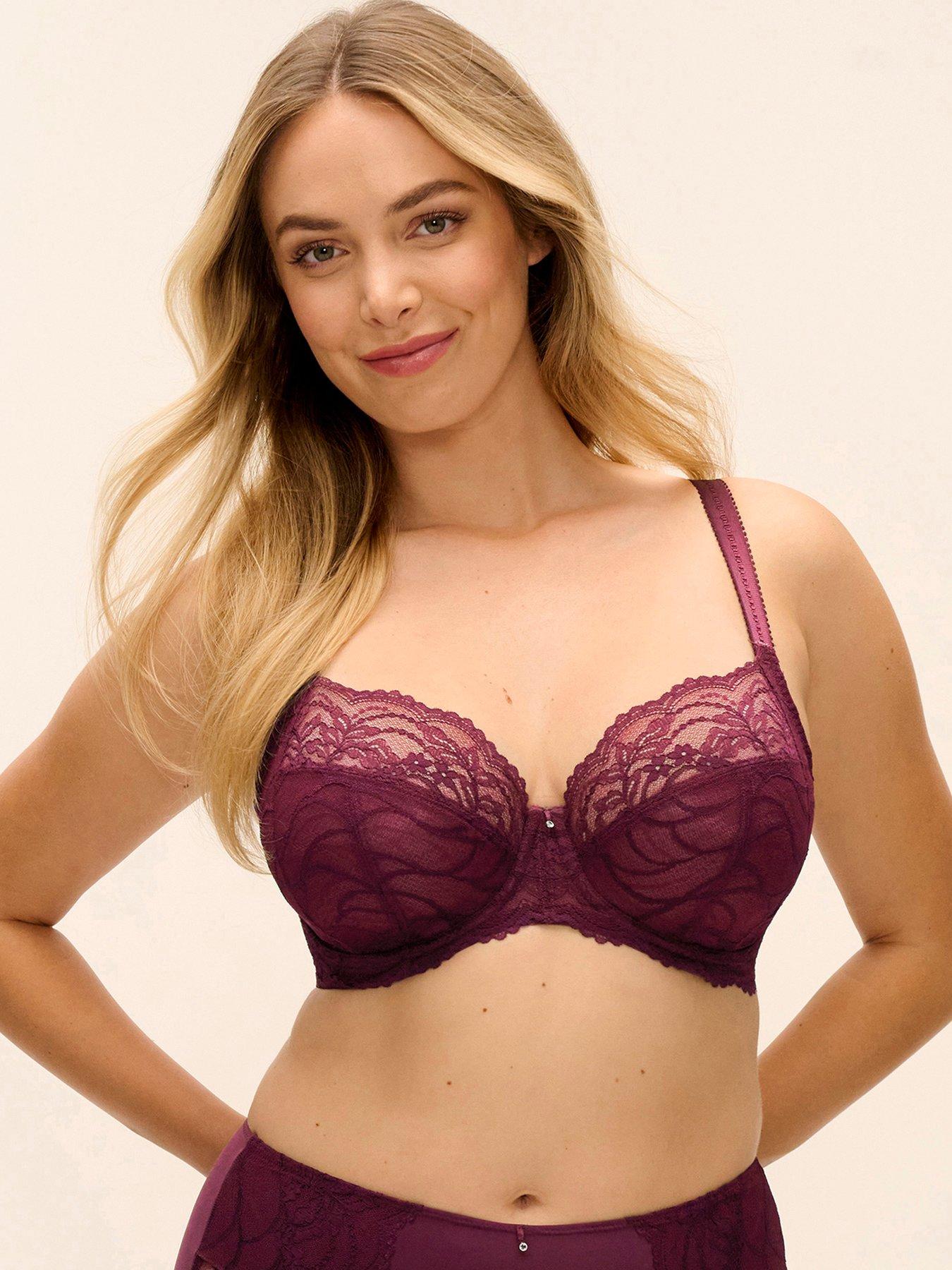 Image 3 of 4 of Fantasie Womens Cesile Underwired Side Support Lace Bra - Burgundy