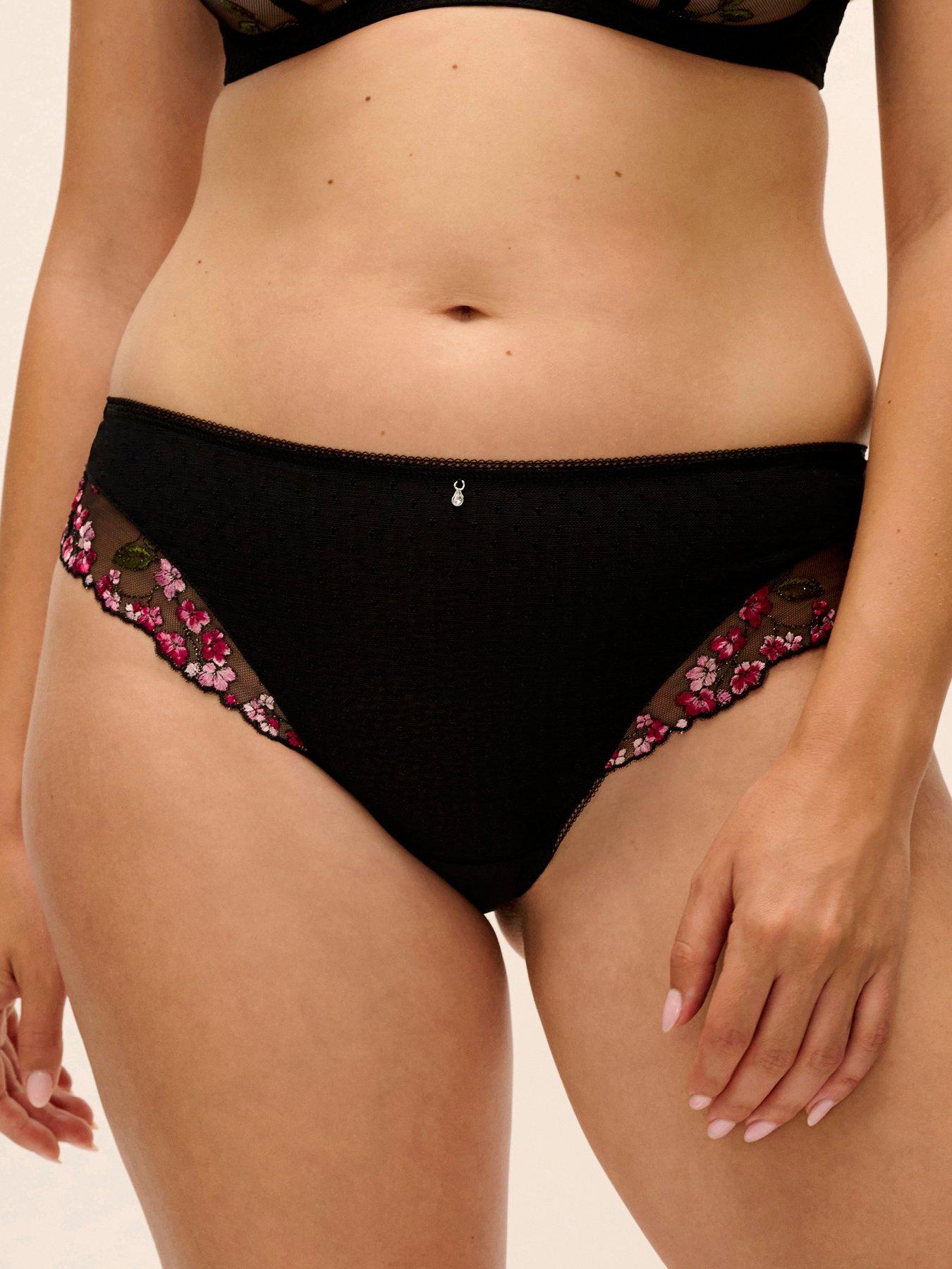 Image 2 of 3 of Fantasie Womens Eliyse Embroidered Mesh Seam-Free Thong - Black