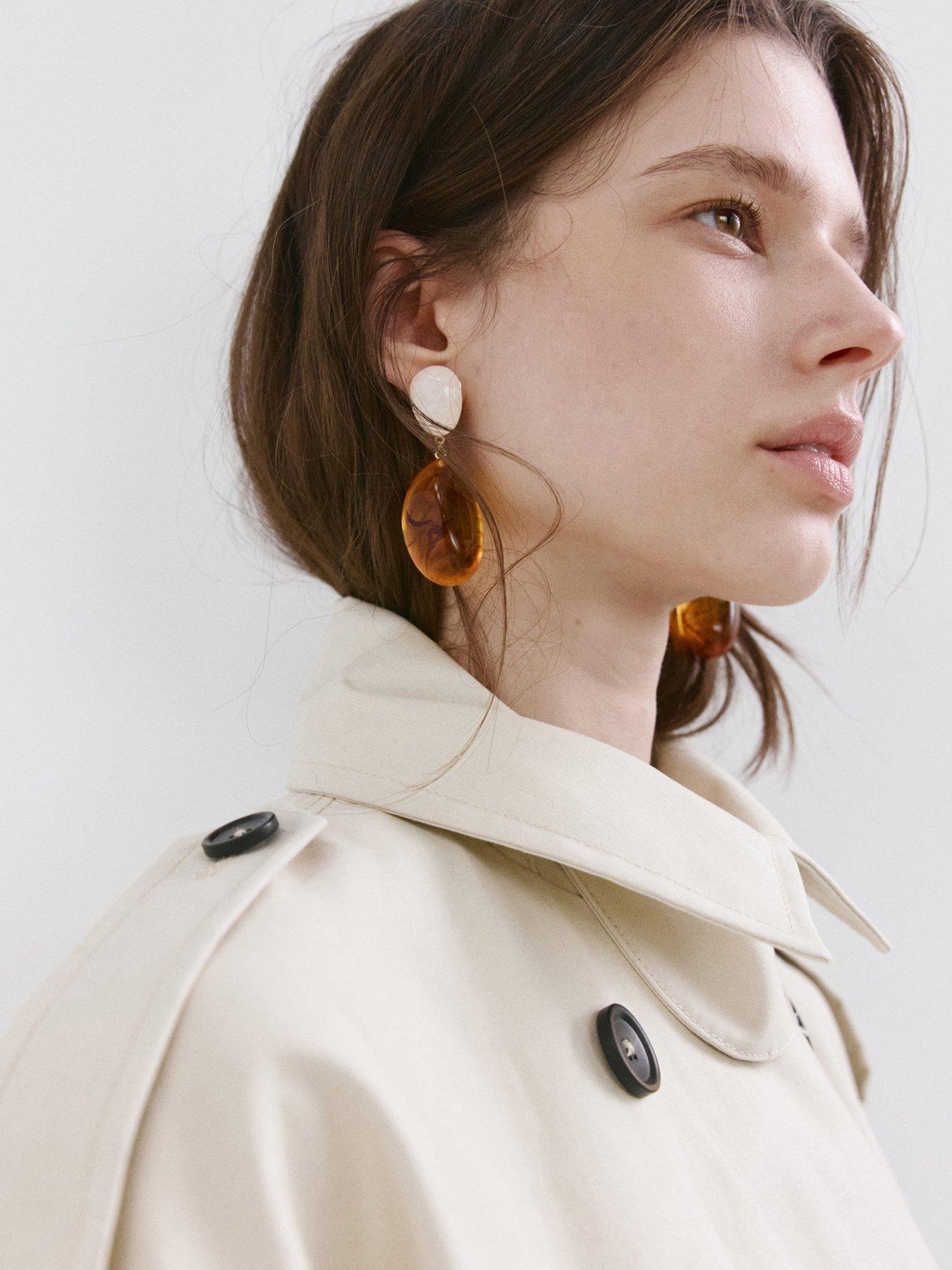 Mango Mixed Pendant Earrings - Brown