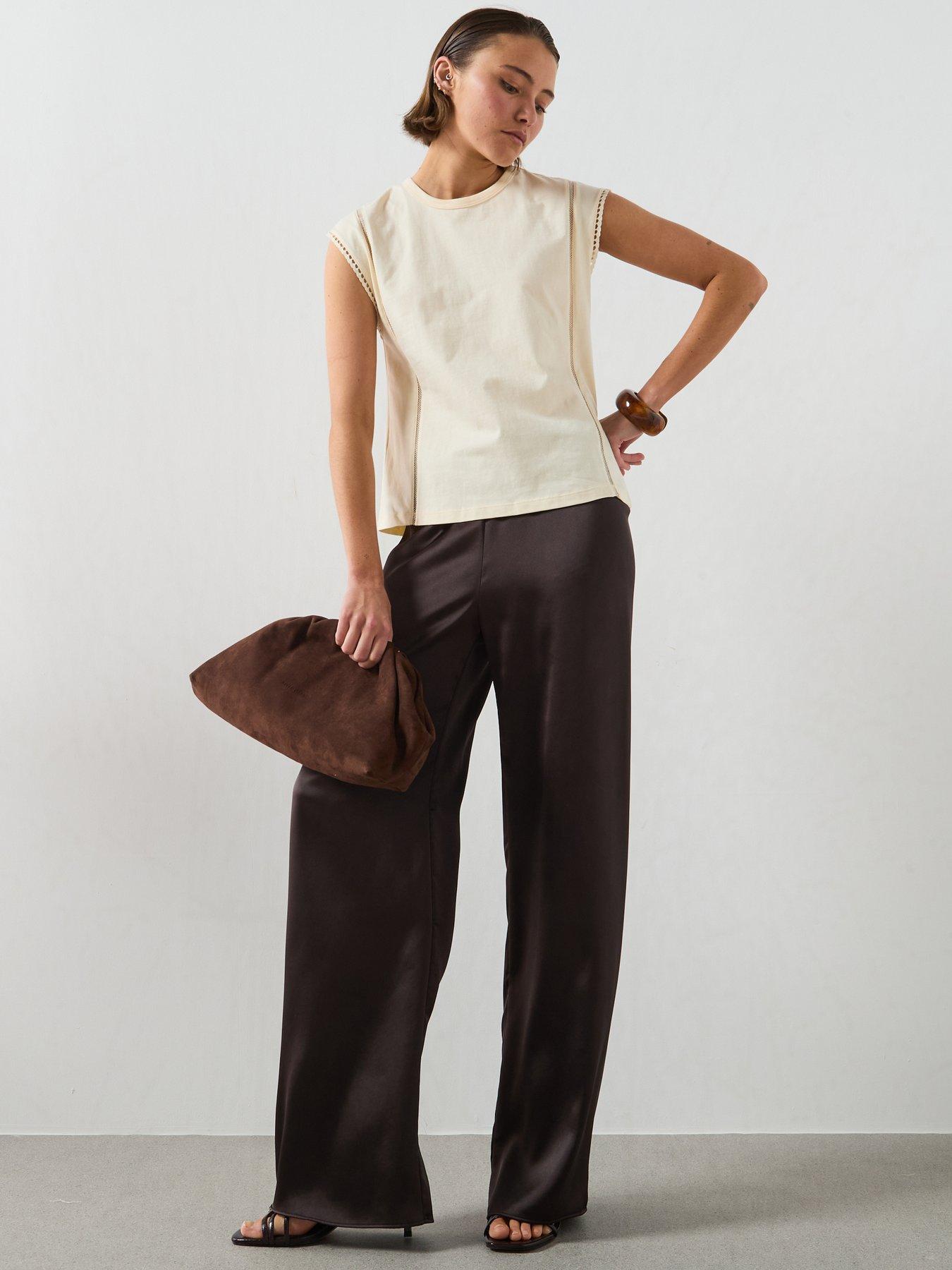 Image 3 of 5 of Mango Embroidered Cutwork Cotton T-shirt - Cream