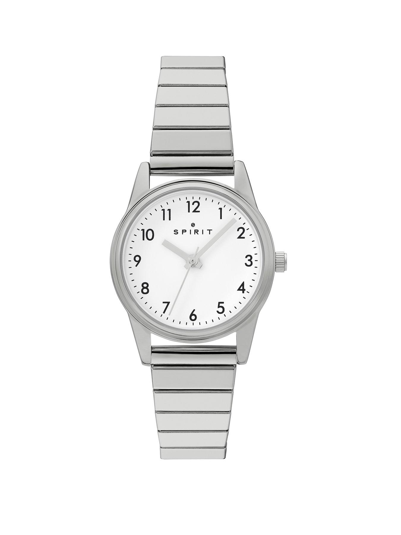 Spirit Ladies White Dial Silver Stainless Steel Expander Bracelet Watch