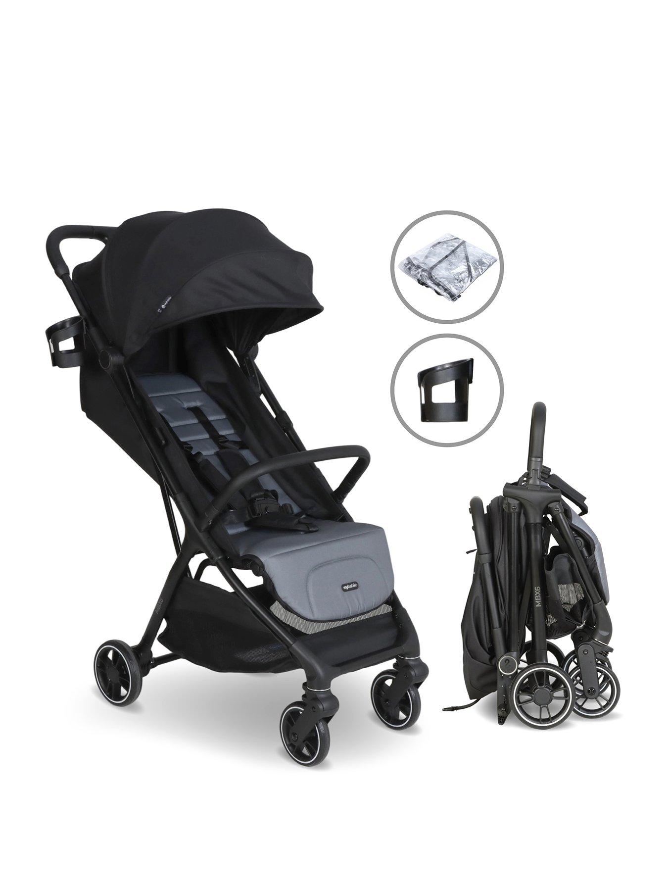 My Babiie MBX6 Auto-Fold Compact Stroller - Black / Grey