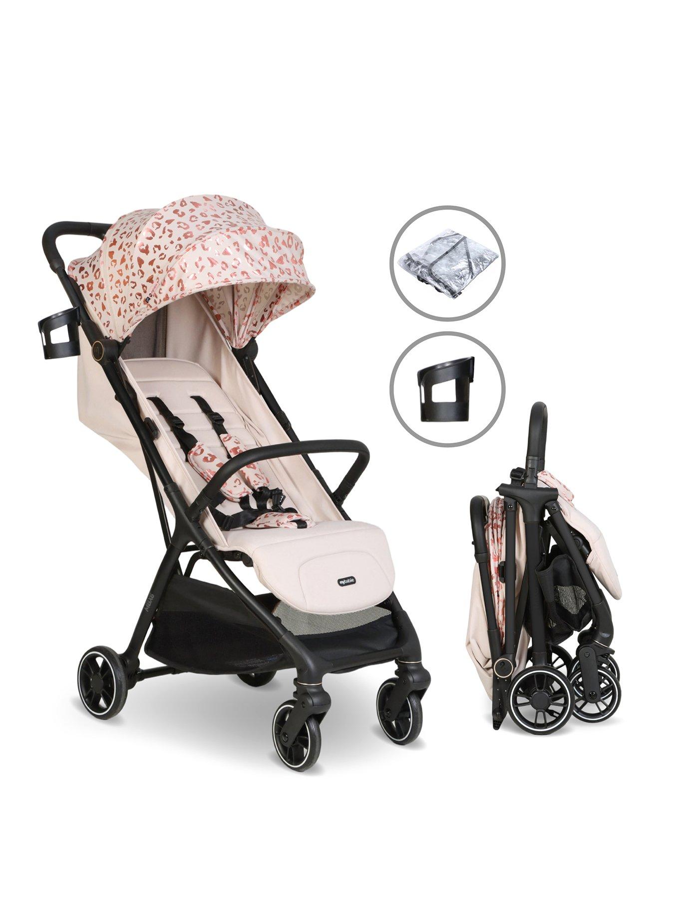 My Babiie MBX6 Auto-Fold Compact Stroller - Pink Leopard