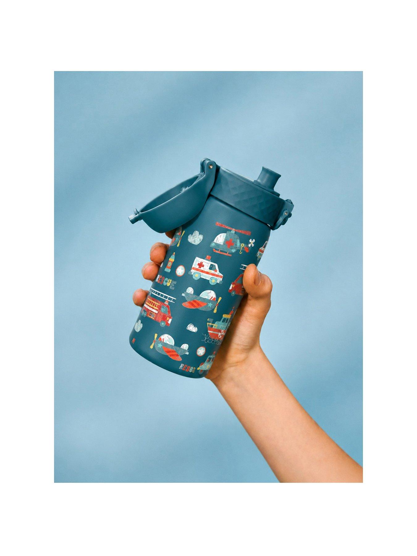 Image 1 of 6 of Ion8 Leak Proof Kids Water Bottle, Stainless Steel, Rescue Vehicle, 400ml (13oz)