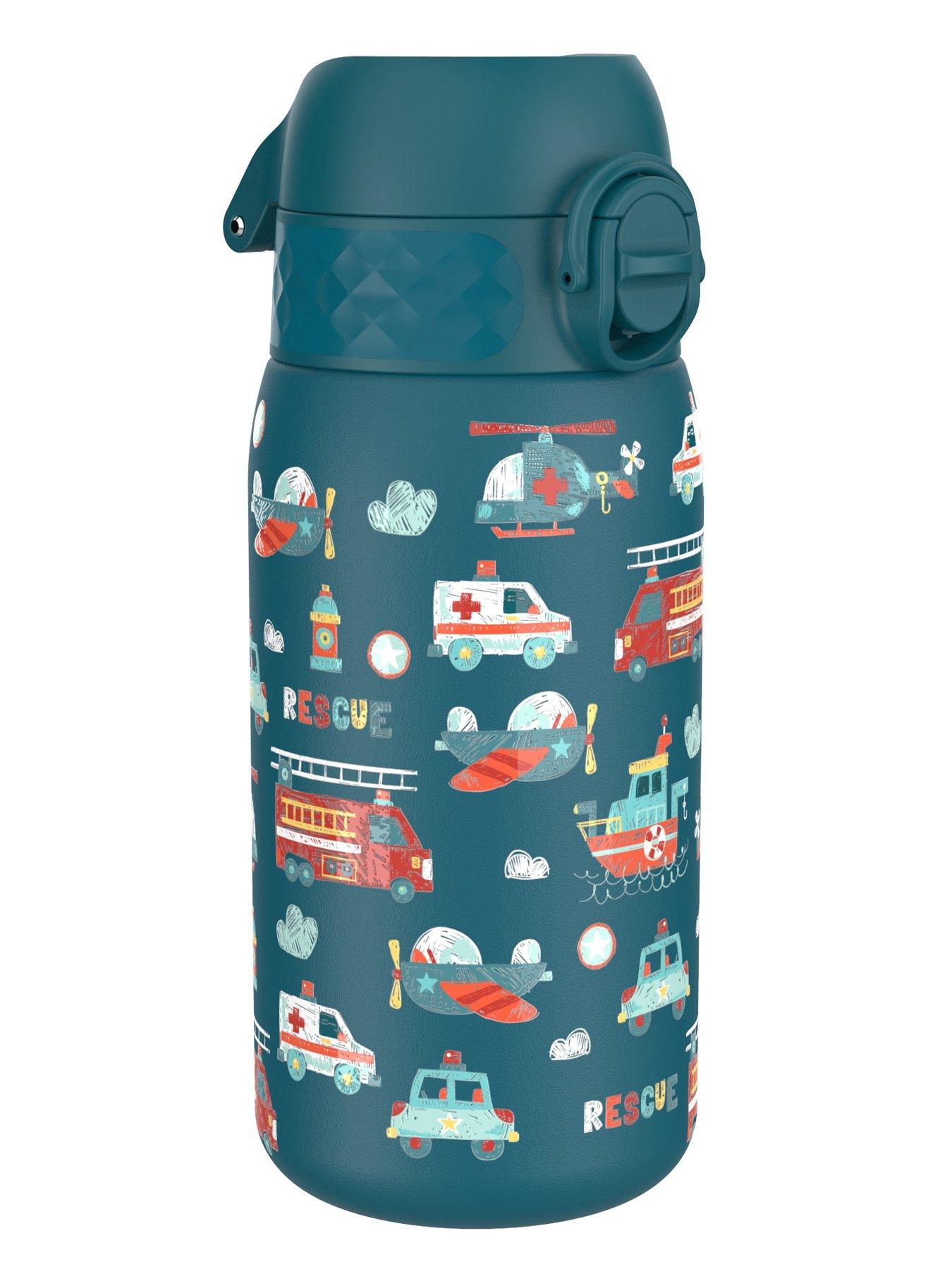 Image 2 of 6 of Ion8 Leak Proof Kids Water Bottle, Stainless Steel, Rescue Vehicle, 400ml (13oz)