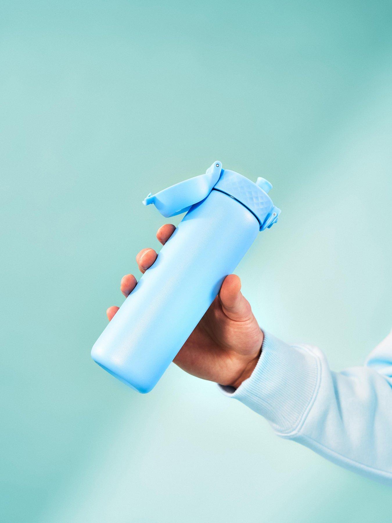 Ion8 Leak Proof Slim Water Bottle, Stainless Steel, Alaskan Blue, 600ml (20oz)