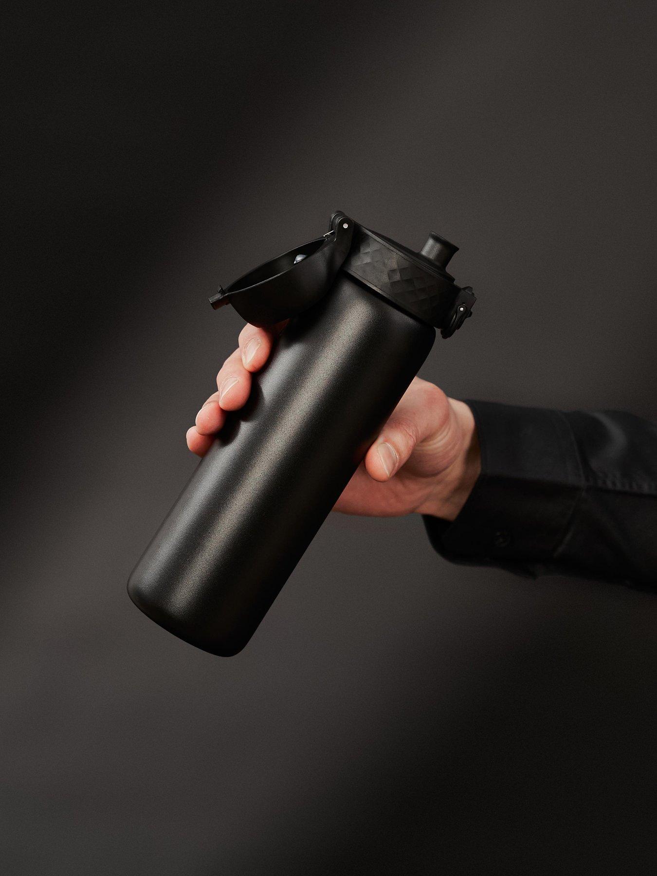 Ion8 Leak Proof Slim Water Bottle, Stainless Steel, Black, 600ml (20oz)