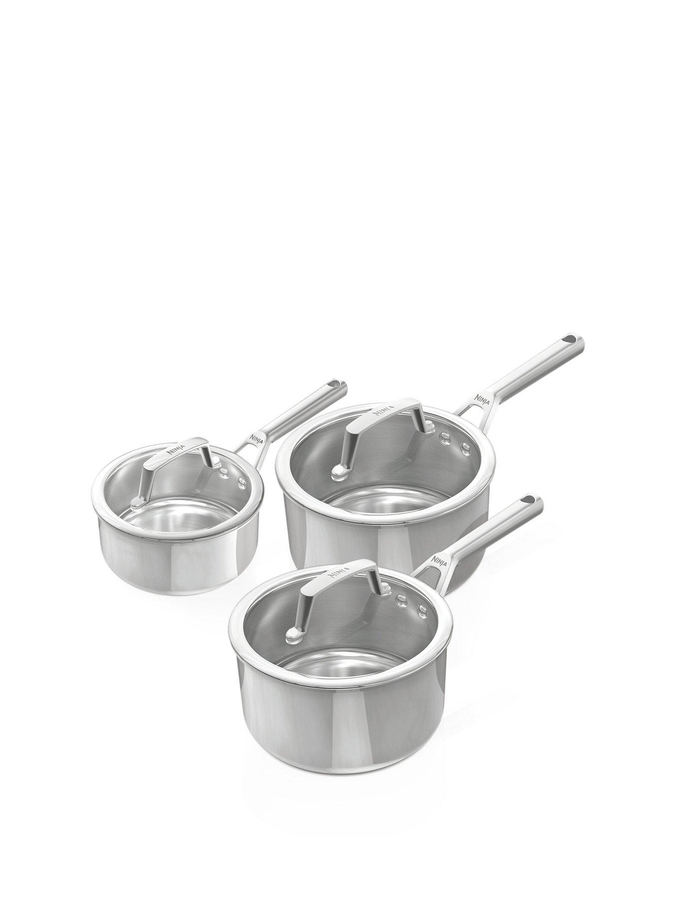 NINJA Everclad Stainless Steel 3-piece Saucepan Set With Lids C93003eui