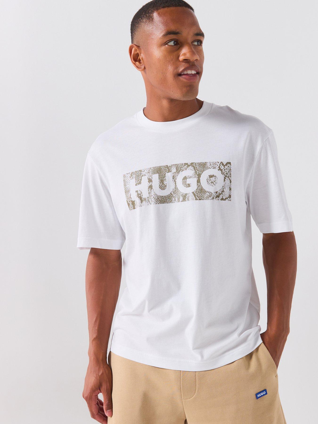 HUGO Blue Nerpient Graphic T-Shirt - White